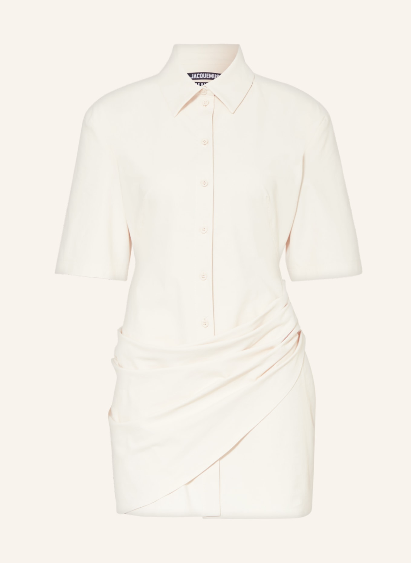 JACQUEMUS Shirt dress LA ROBE CAMISA with cut-out, Color: ECRU (Image 1)