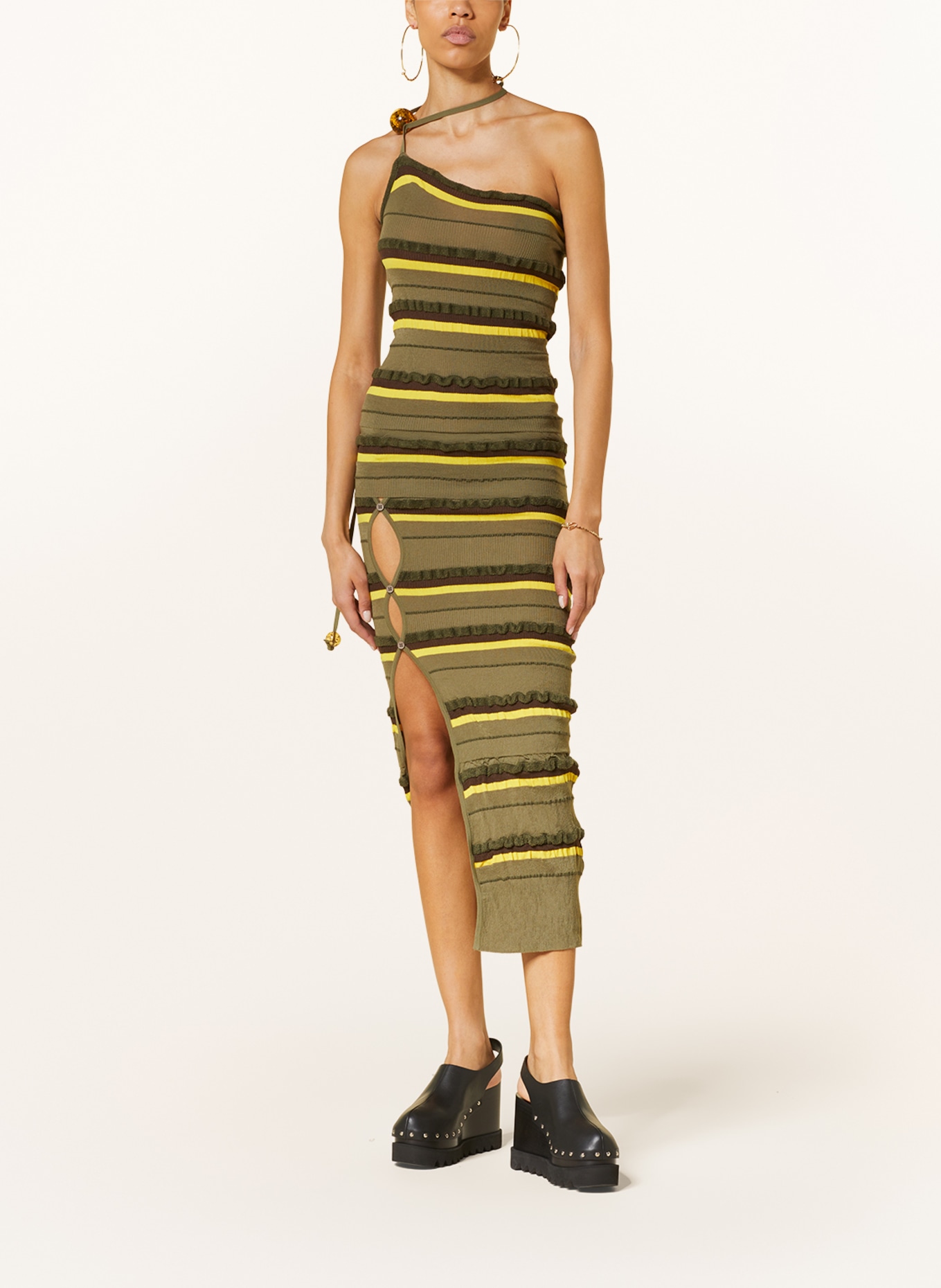 JACQUEMUS Knit top LA MAILLE CONCHA, Color: OLIVE/ YELLOW/ BROWN (Image 2)