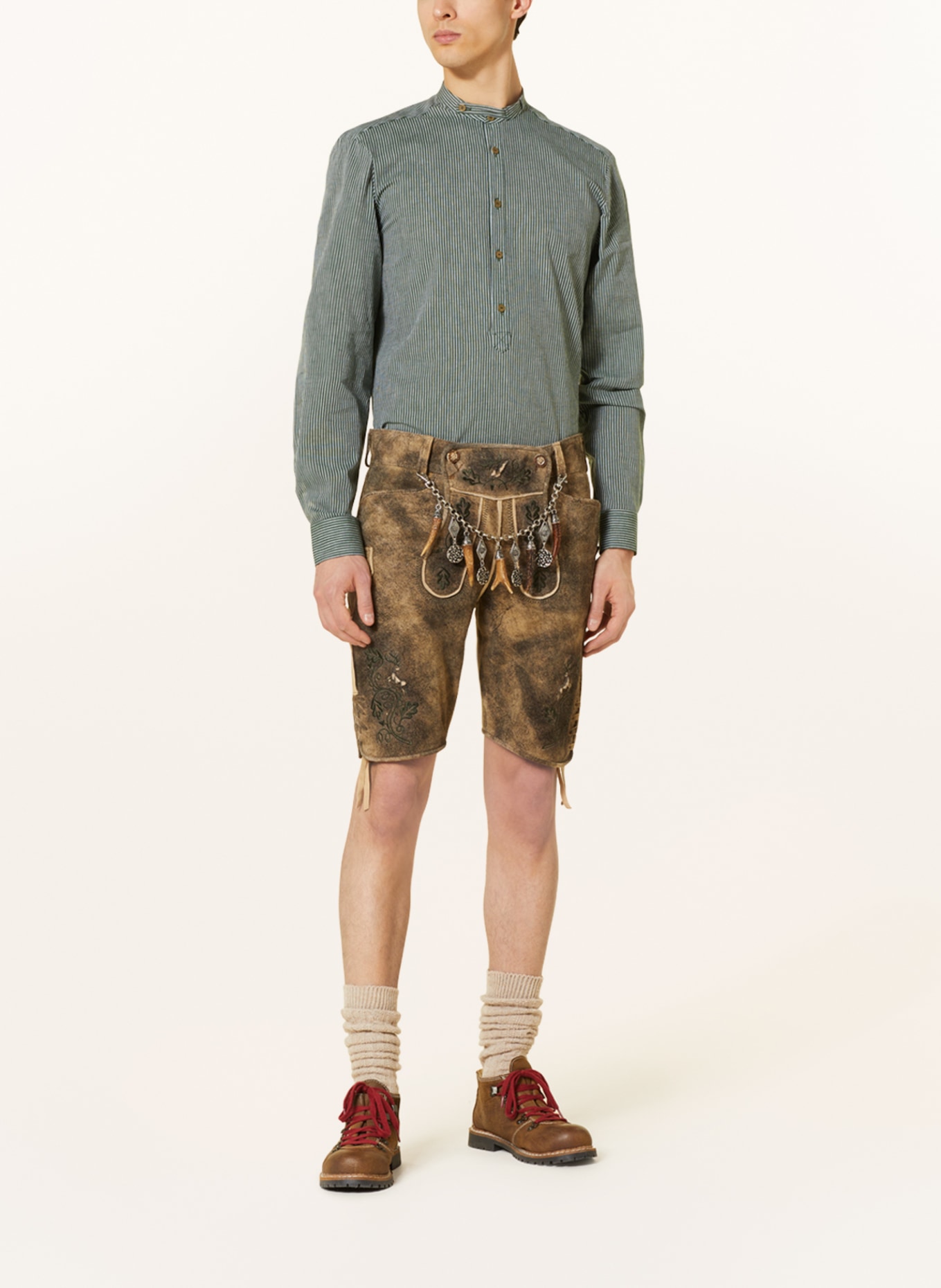 Hammerschmid Trachtenhemd PFOAD Slim Fit mit Leinen, Farbe: GRÜN (Bild 2)