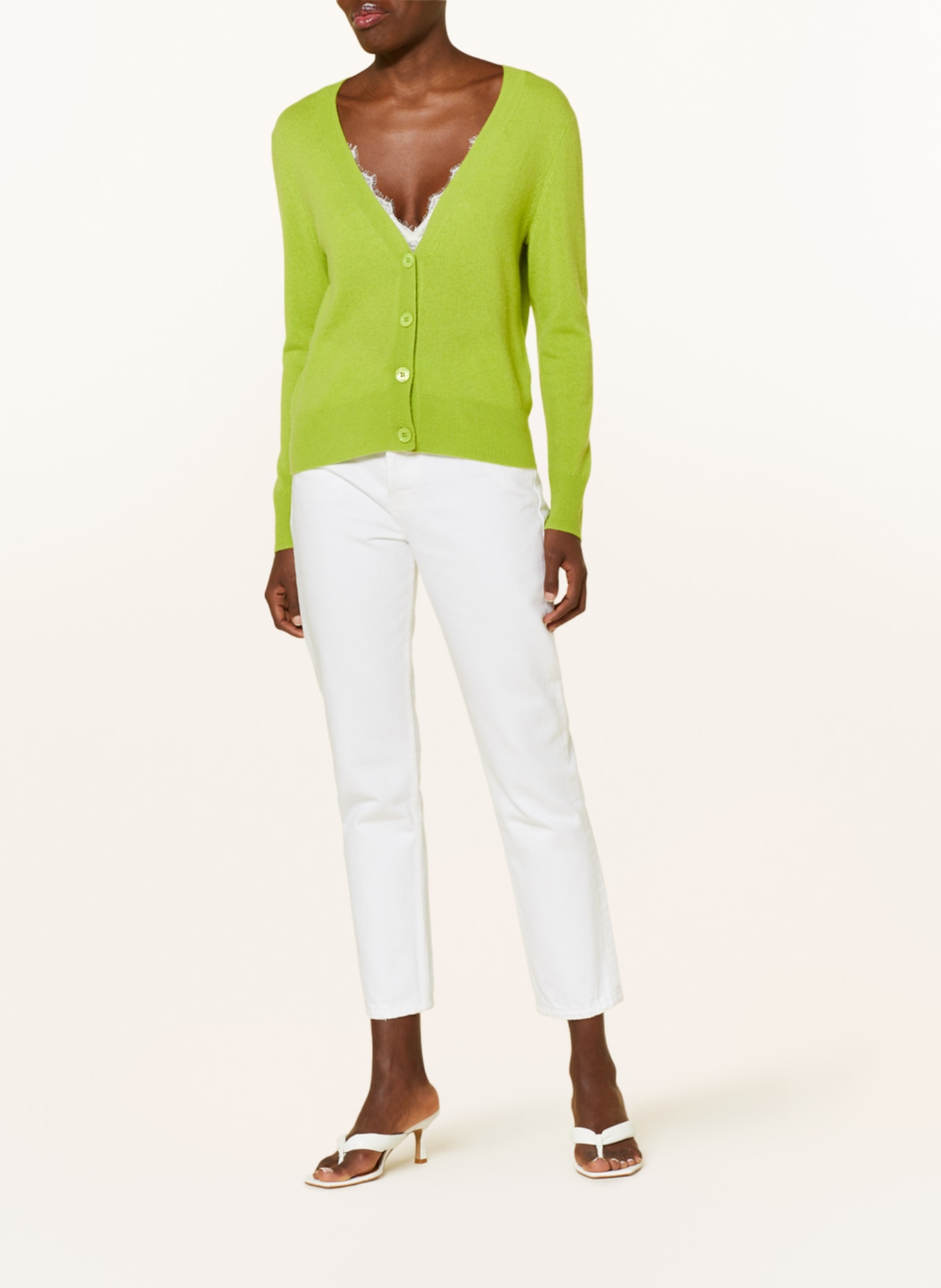 darling harbour Cashmere cardigan, Color: NEON GREEN (Image 2)
