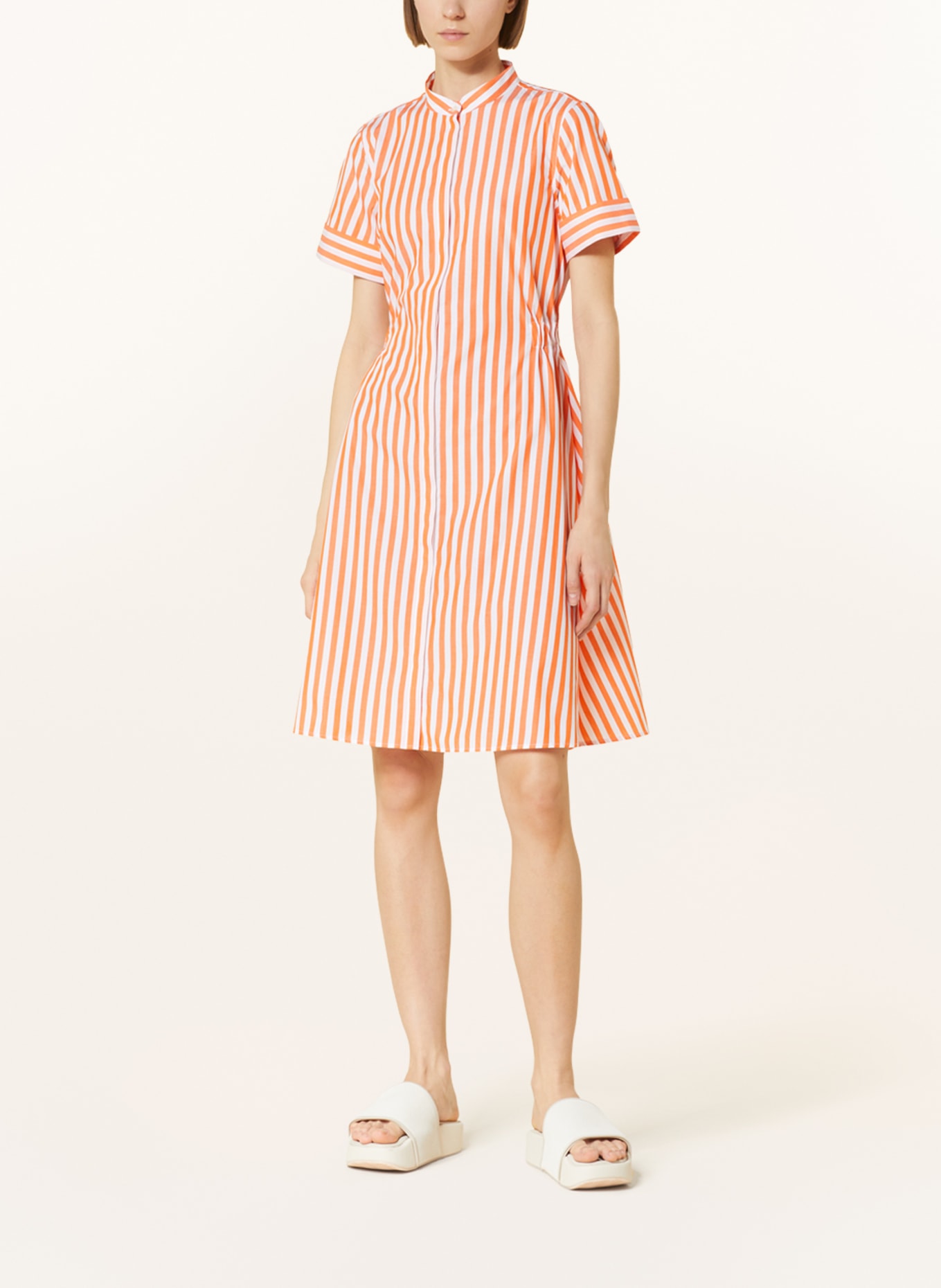 Soluzione Shirt dress, Color: ORANGE/ WHITE (Image 2)