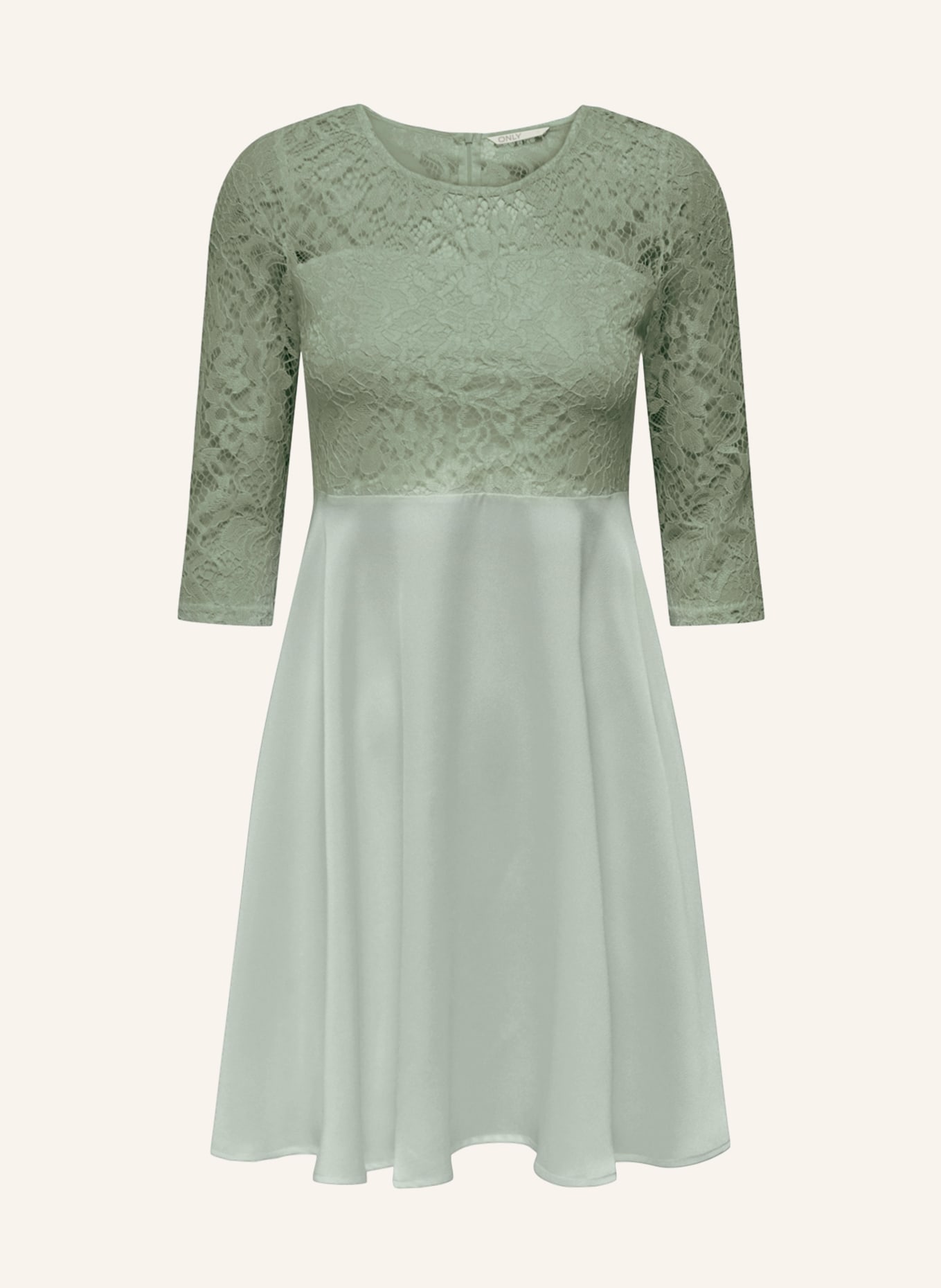 ONLY Dress with 3/4 sleeves and lace, Color: GREEN (Image 1)