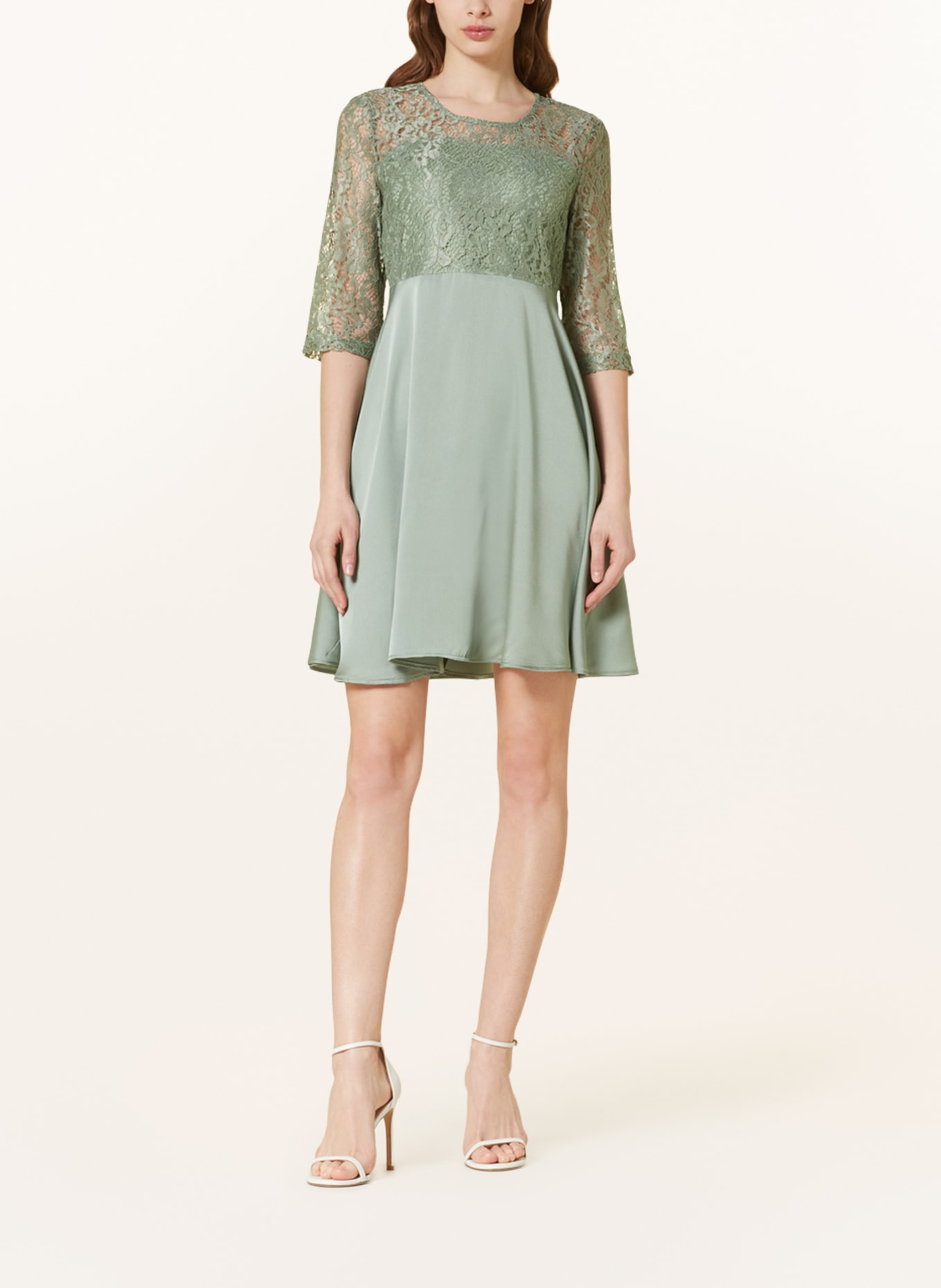ONLY Dress with 3/4 sleeves and lace, Color: GREEN (Image 2)