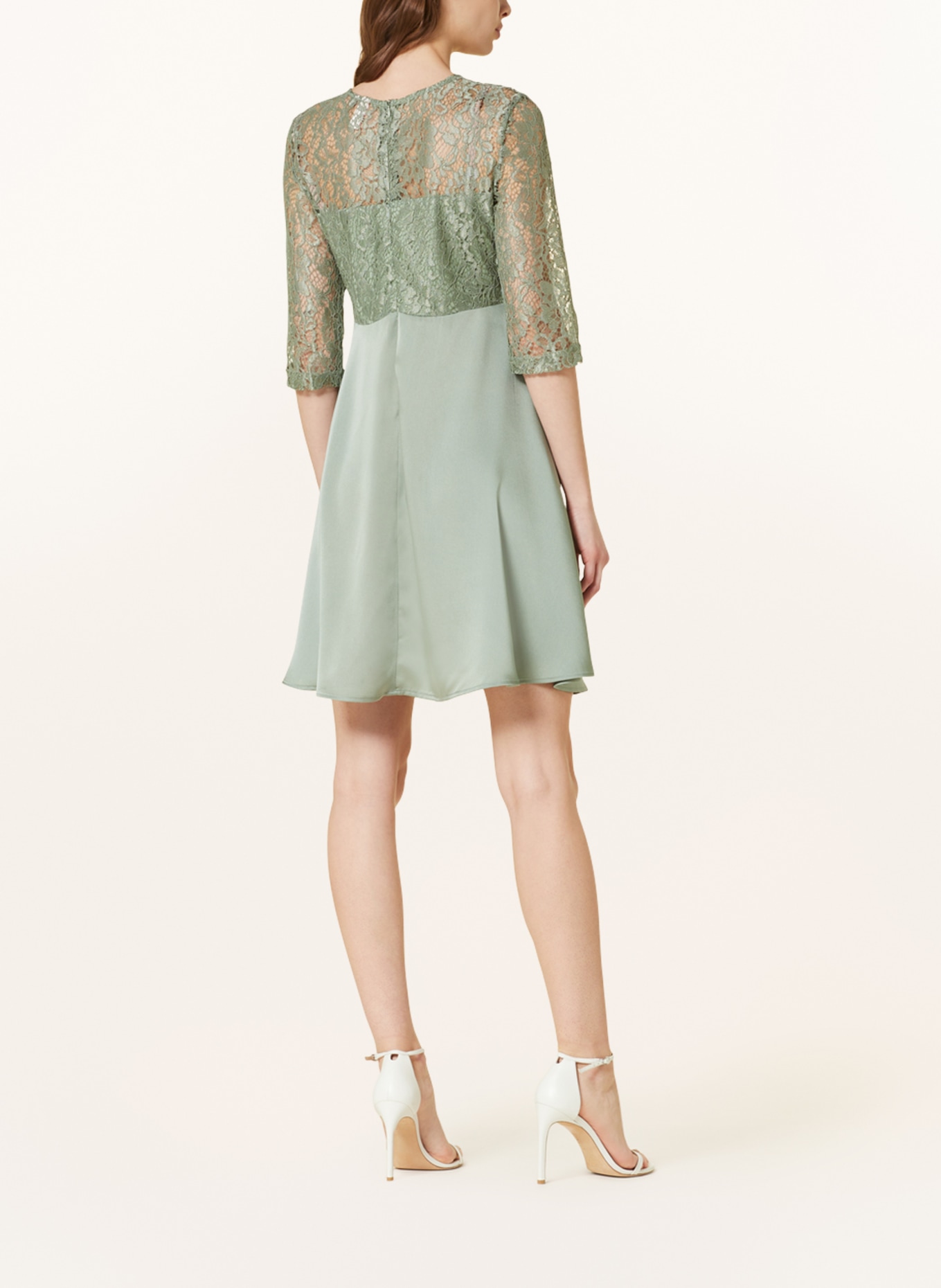 ONLY Dress with 3/4 sleeves and lace, Color: GREEN (Image 3)
