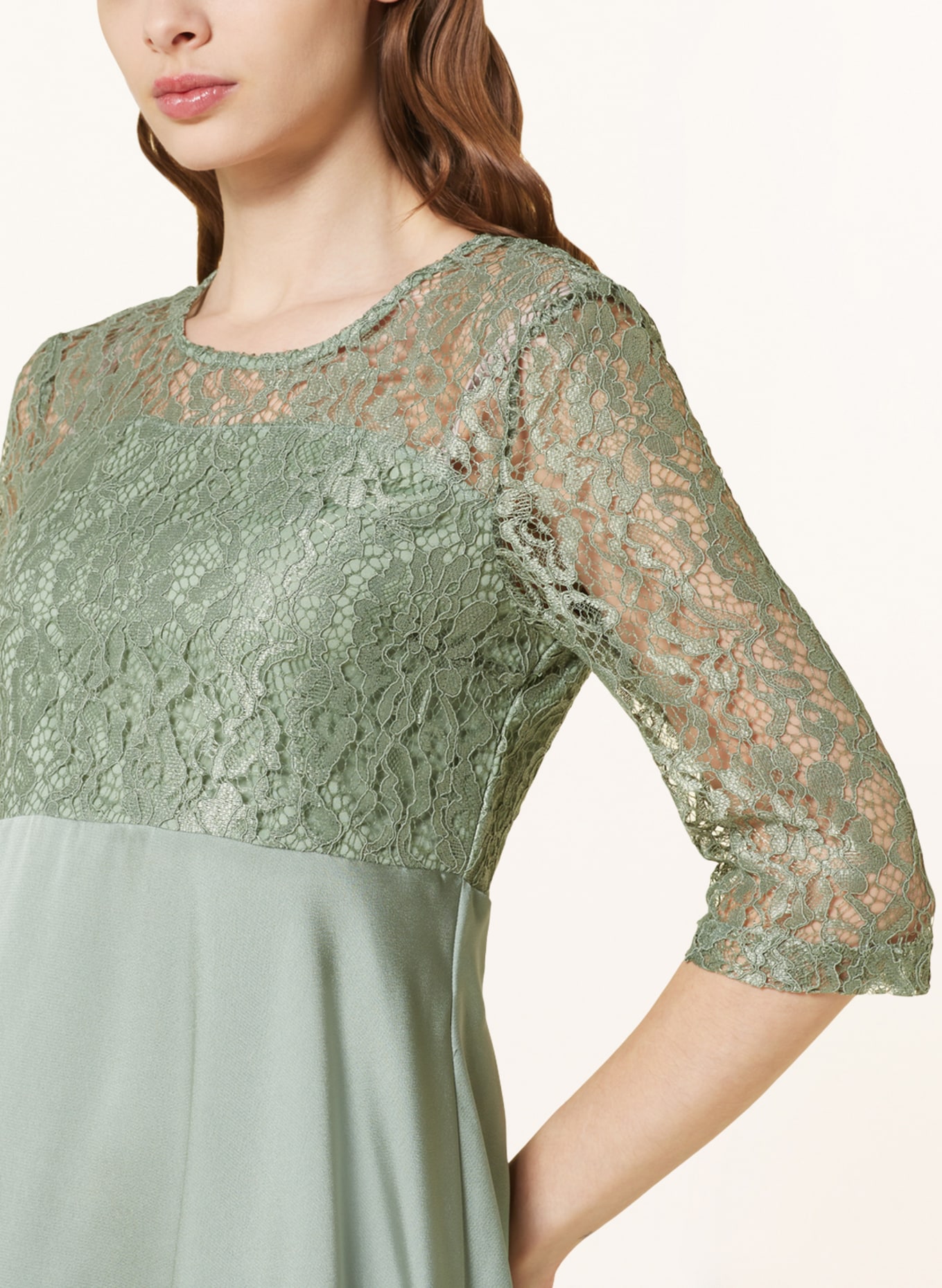 ONLY Dress with 3/4 sleeves and lace, Color: GREEN (Image 4)