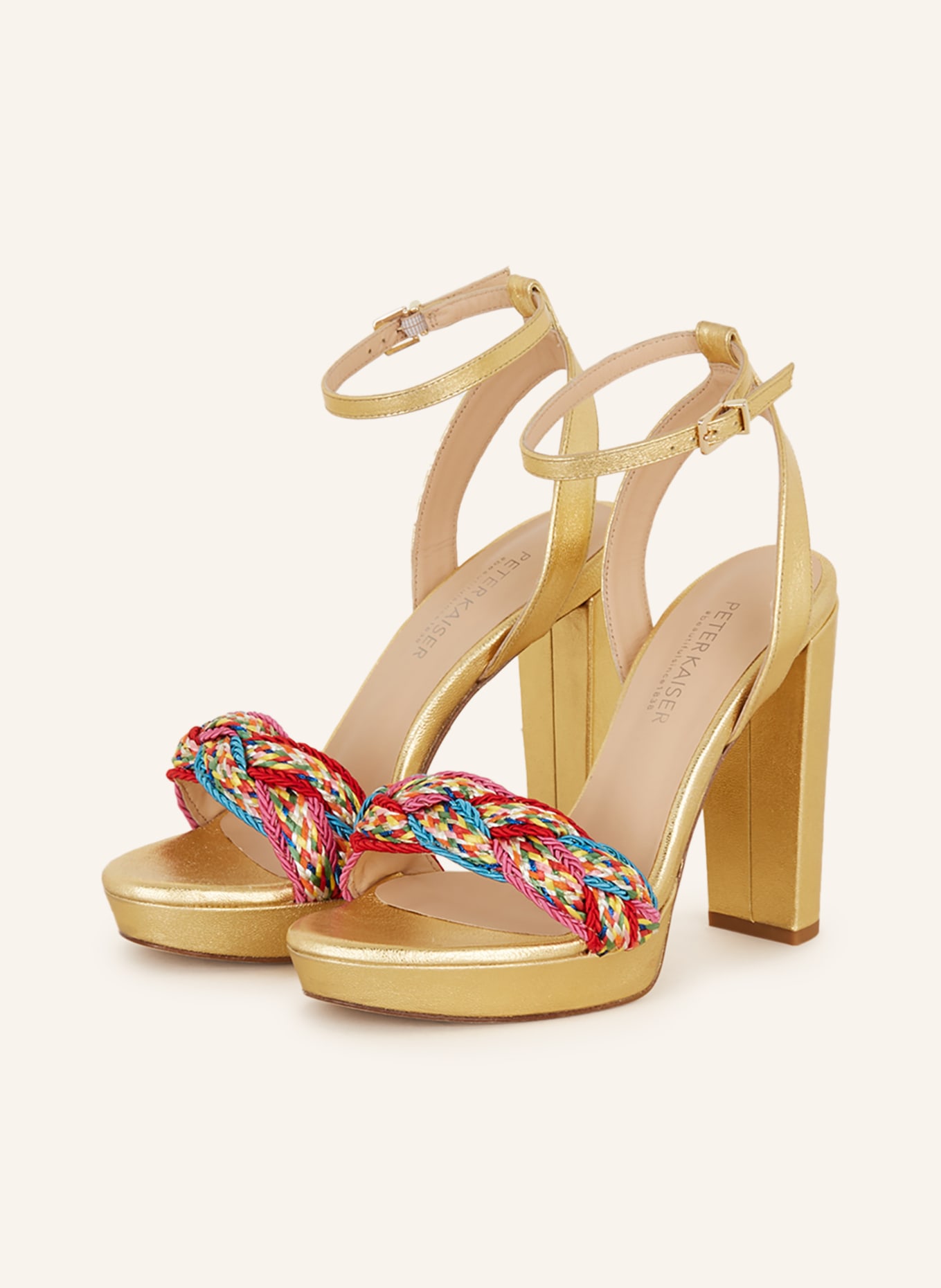 PETER KAISER Platform sandals with glitter thread, Color: GOLD/ BLUE/ PINK (Image 1)