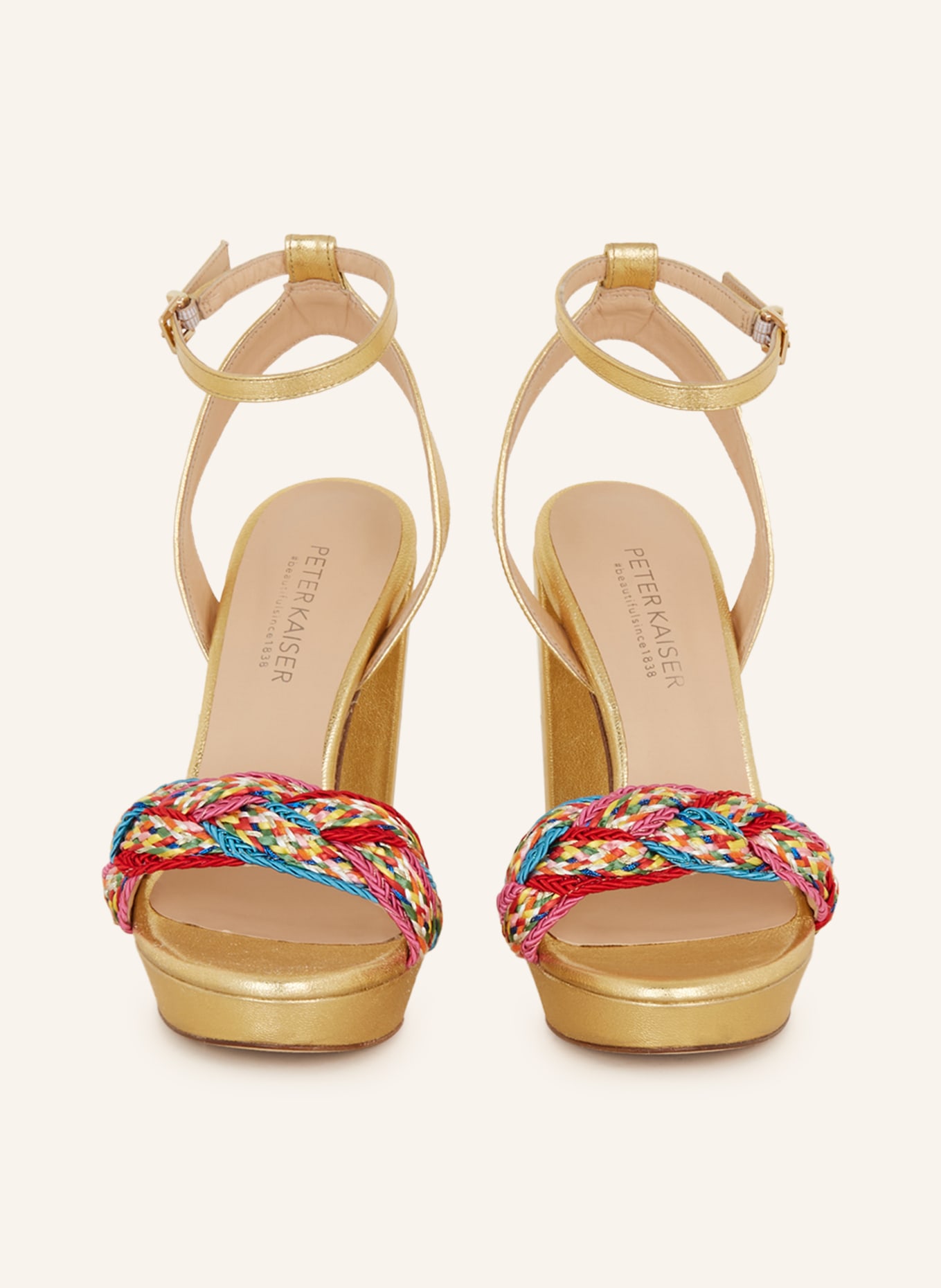 PETER KAISER Platform sandals with glitter thread, Color: GOLD/ BLUE/ PINK (Image 3)