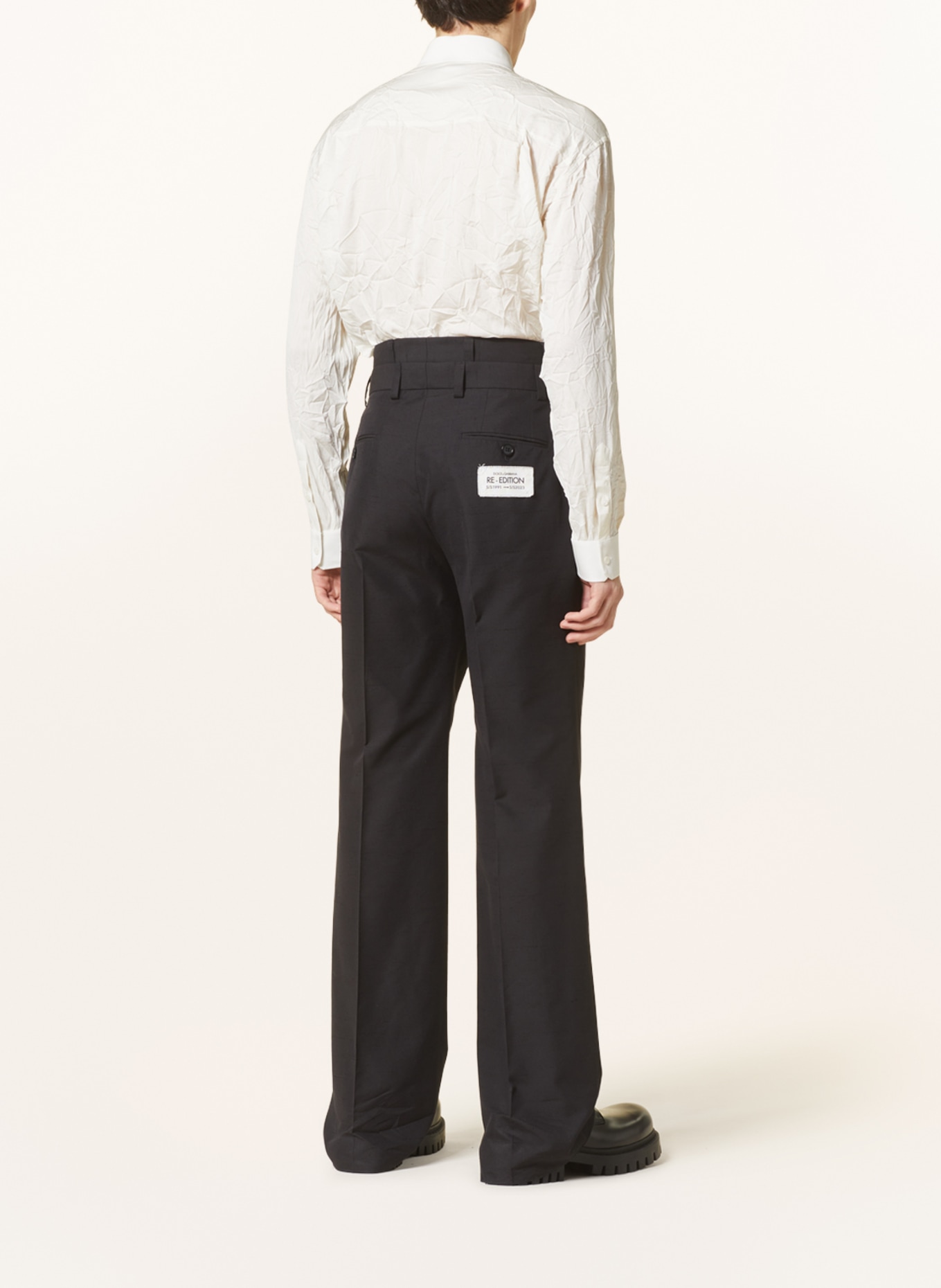 DOLCE & GABBANA Regular fit trousers with silk, Color: BLACK (Image 4)