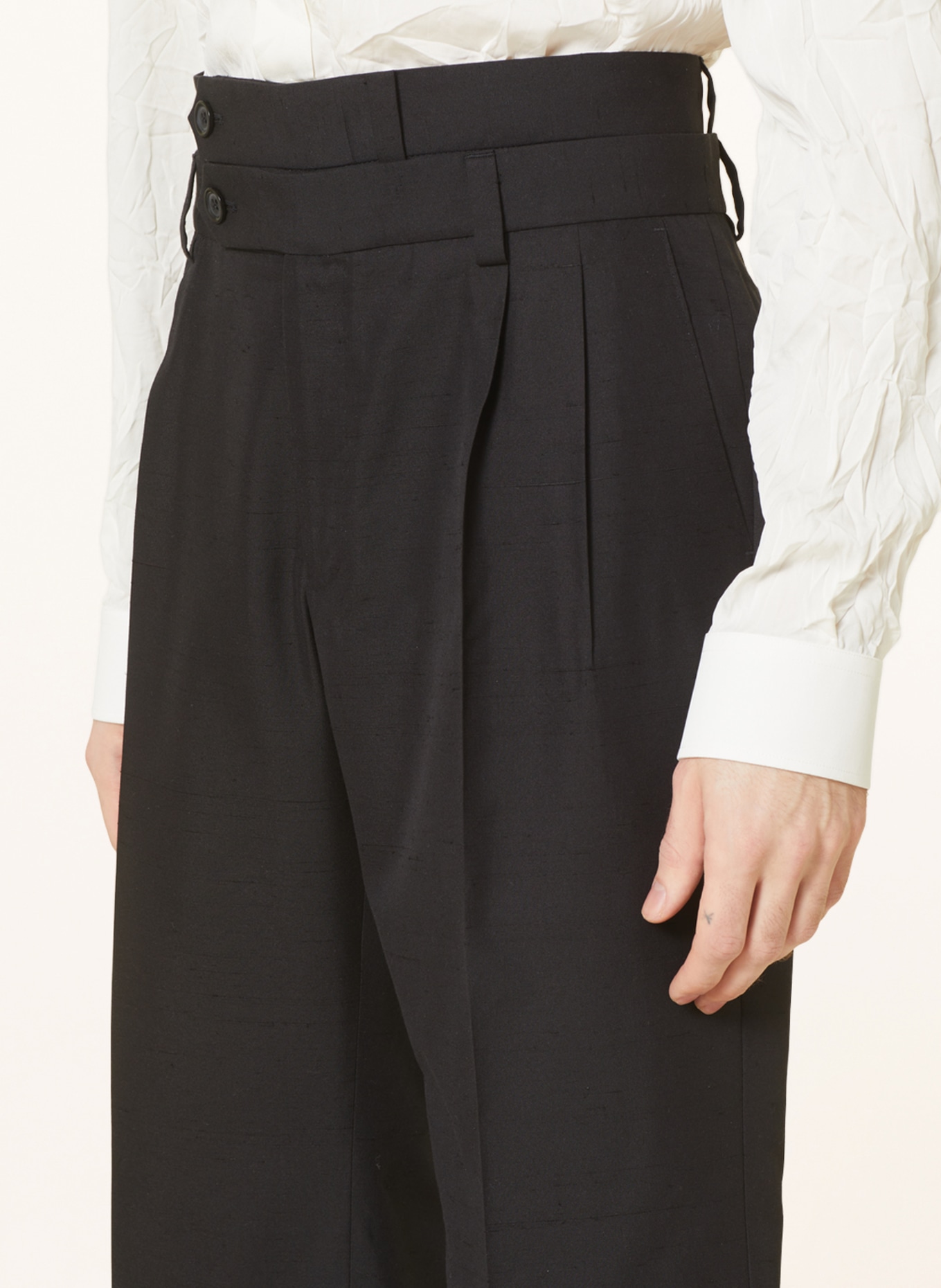 DOLCE & GABBANA Regular fit trousers with silk, Color: BLACK (Image 6)