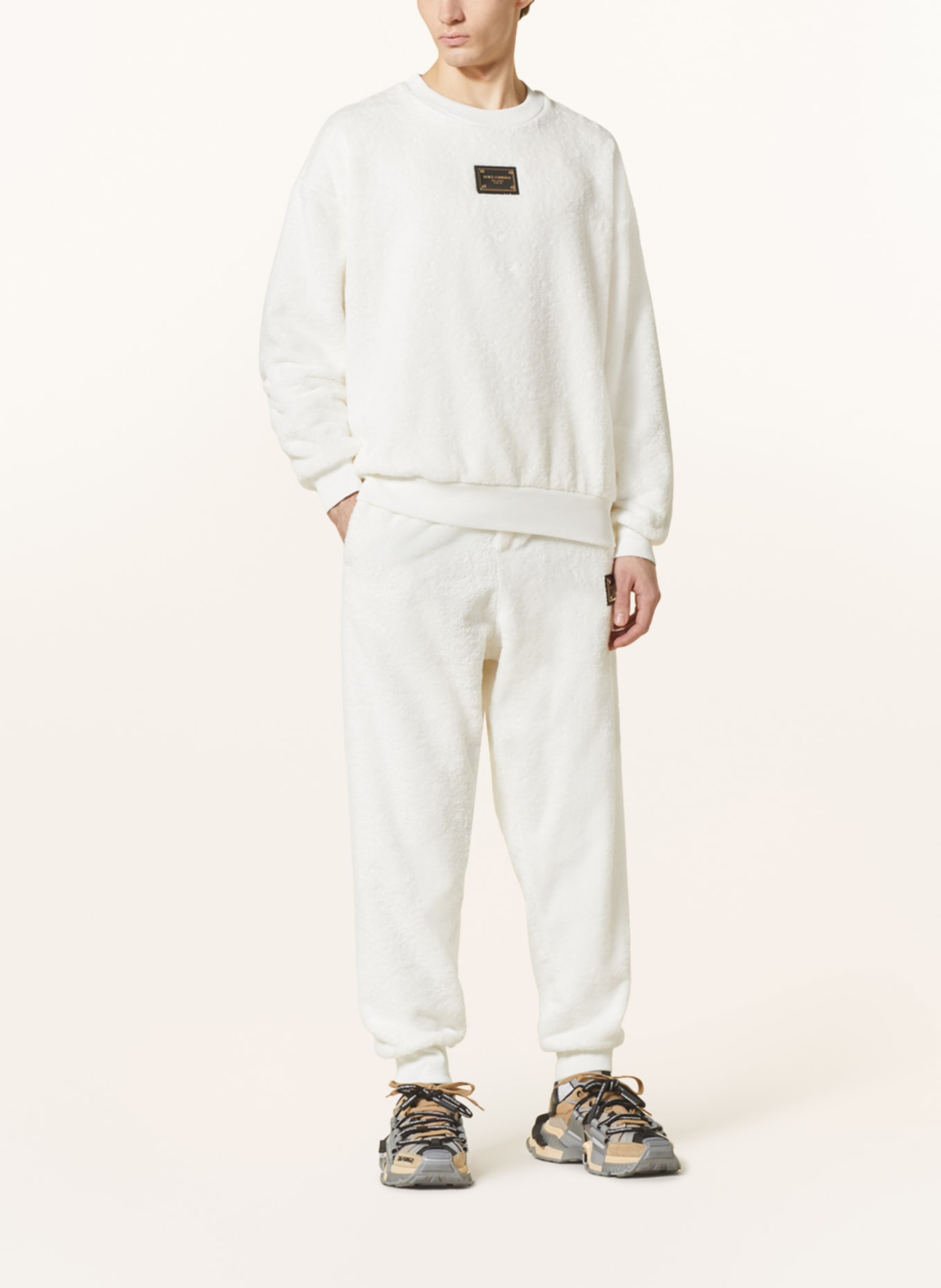 DOLCE & GABBANA Terry cloth pants in jogger style, Color: WHITE (Image 2)