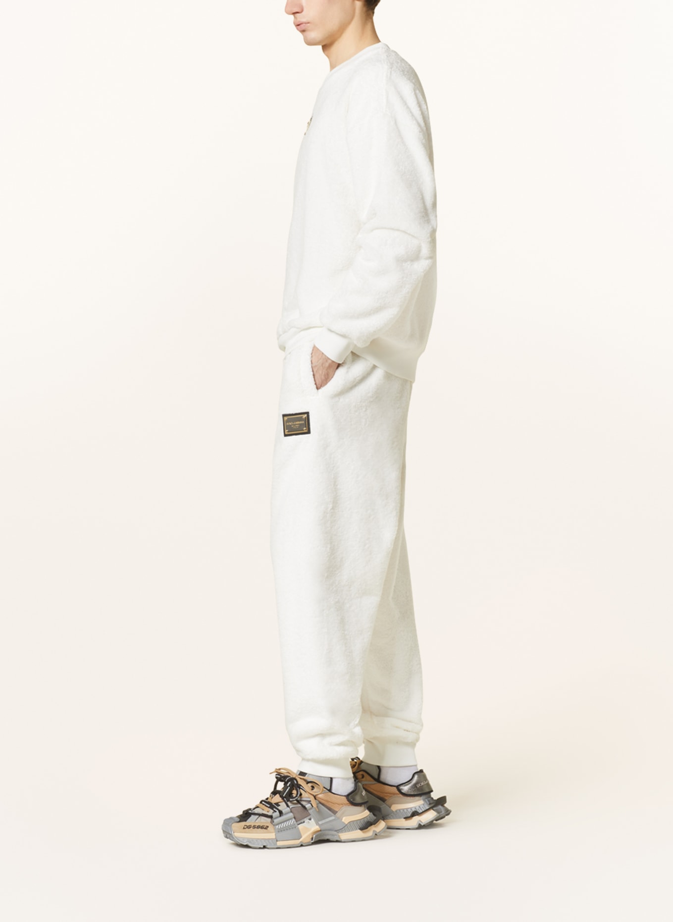 DOLCE & GABBANA Terry cloth pants in jogger style, Color: WHITE (Image 4)