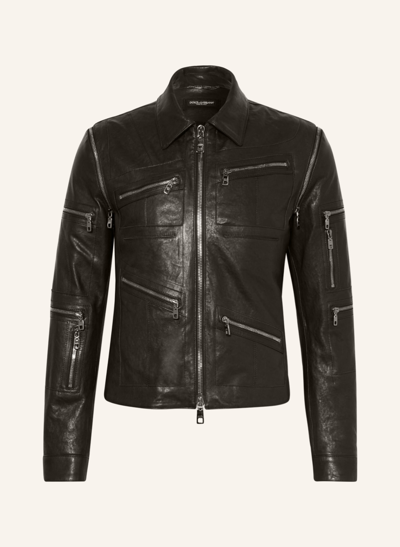 DOLCE & GABBANA 2-in-1 leather jacket, Color: BLACK (Image 1)