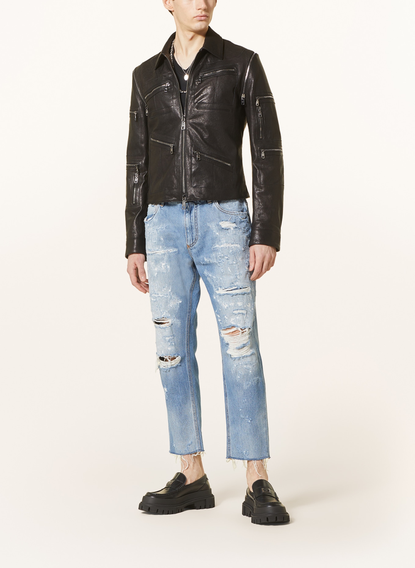 DOLCE & GABBANA 2-in-1 leather jacket, Color: BLACK (Image 2)