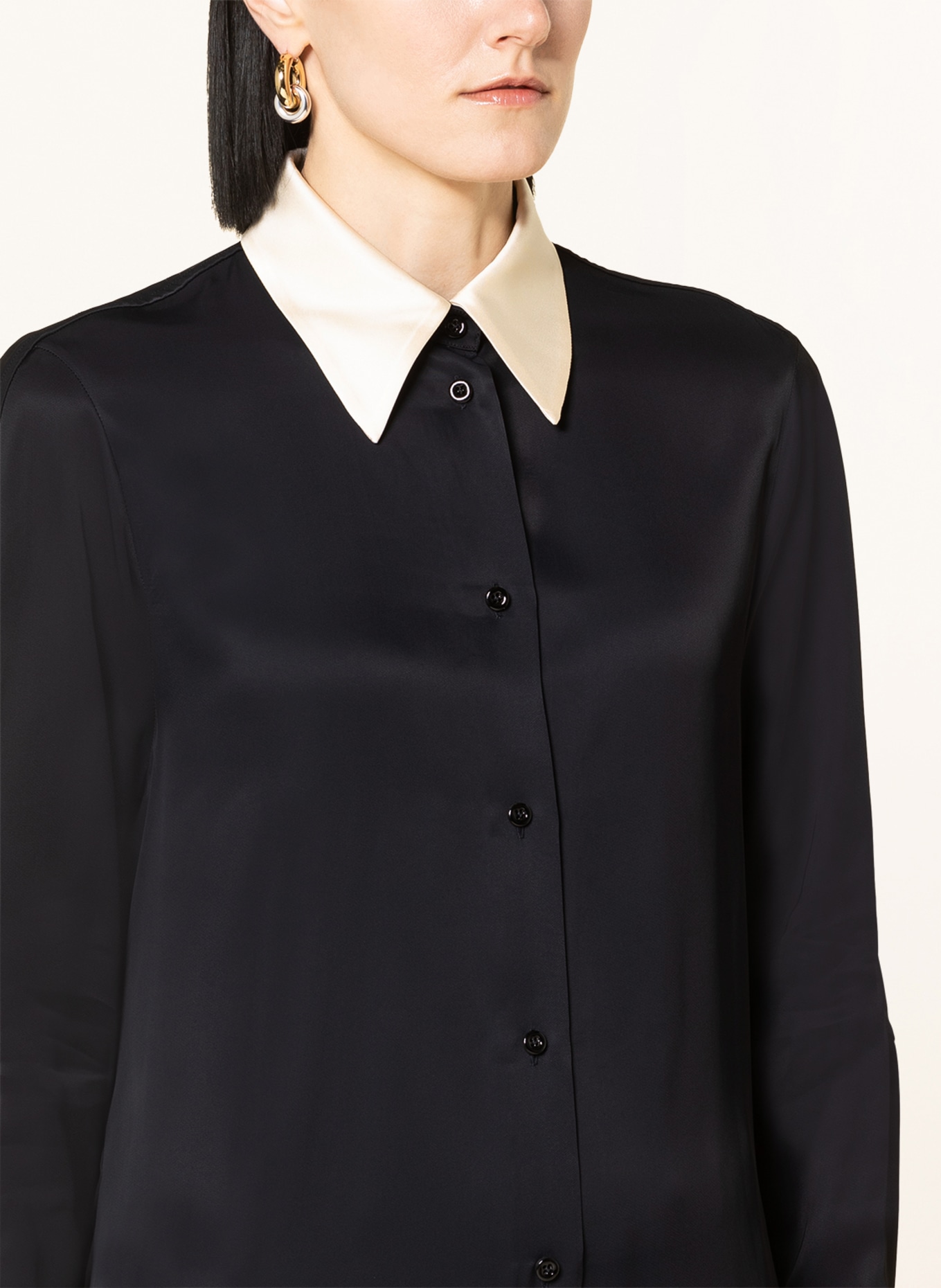 JIL SANDER Shirt blouse, Color: BLACK/ CREAM (Image 4)