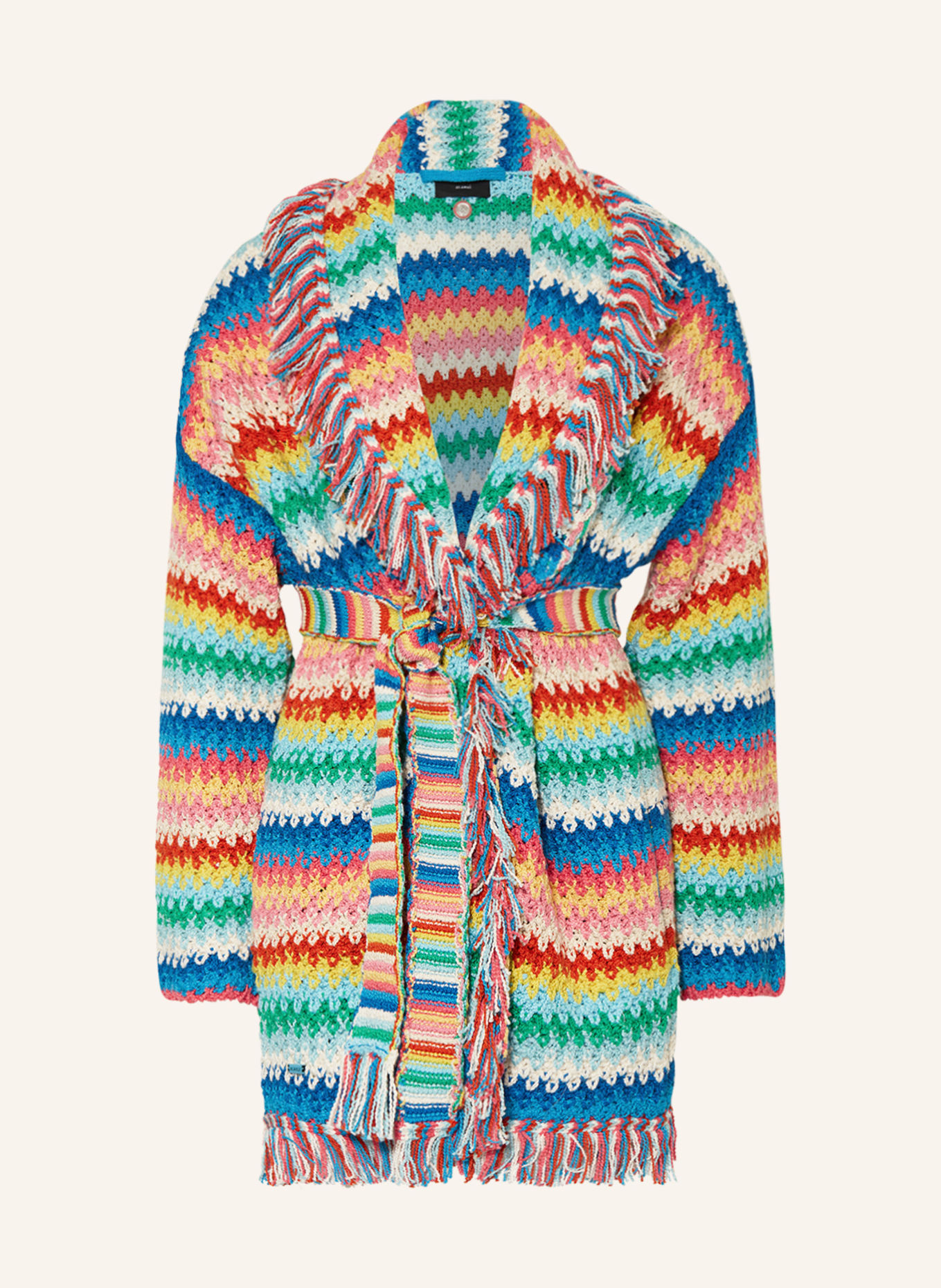 ALANUi Knit cardigan OVER THE RAINBOW with fringes, Color: BLUE/ GREEN/ YELLOW (Image 1)