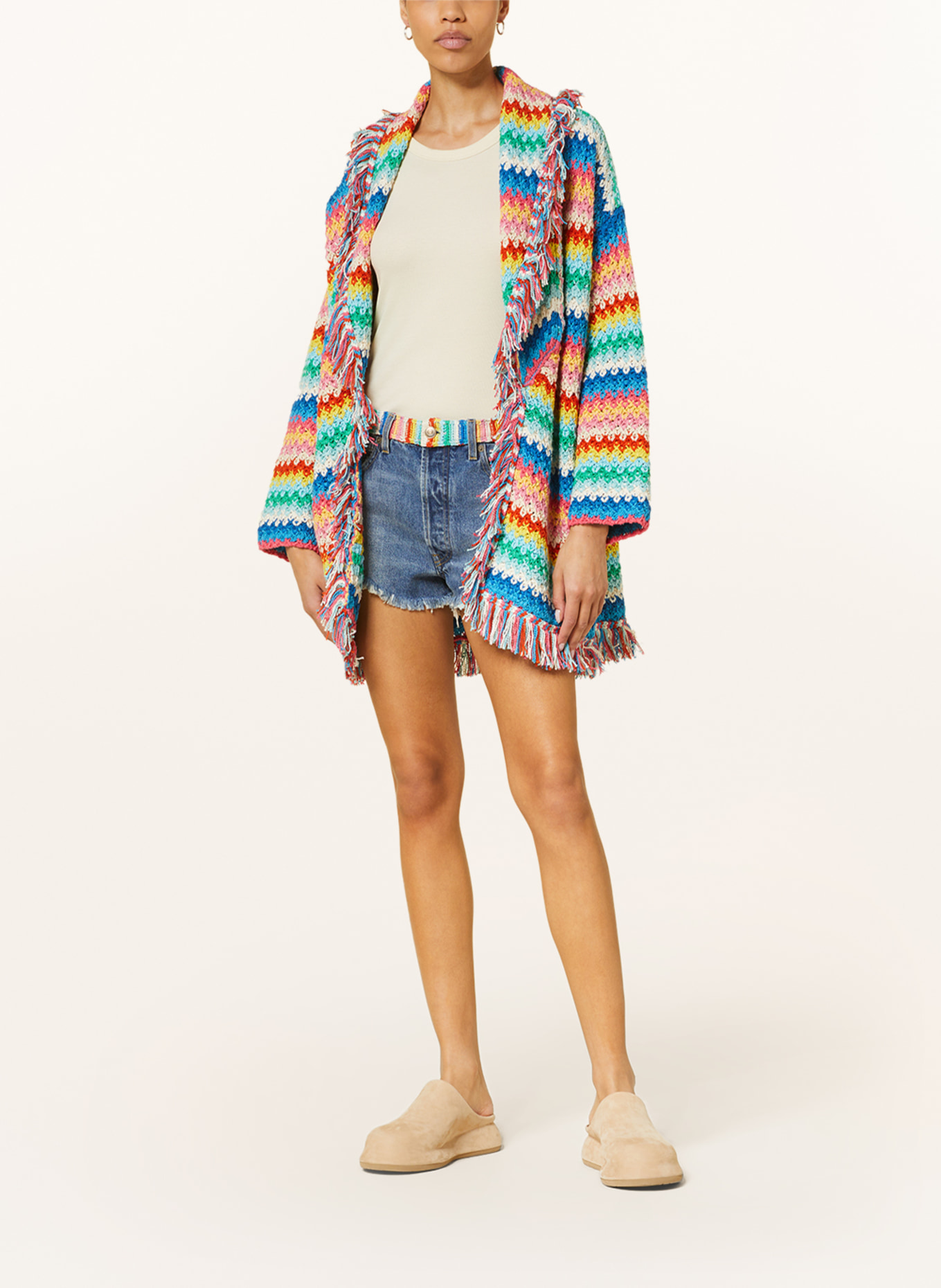 ALANUi Knit cardigan OVER THE RAINBOW with fringes, Color: BLUE/ GREEN/ YELLOW (Image 2)