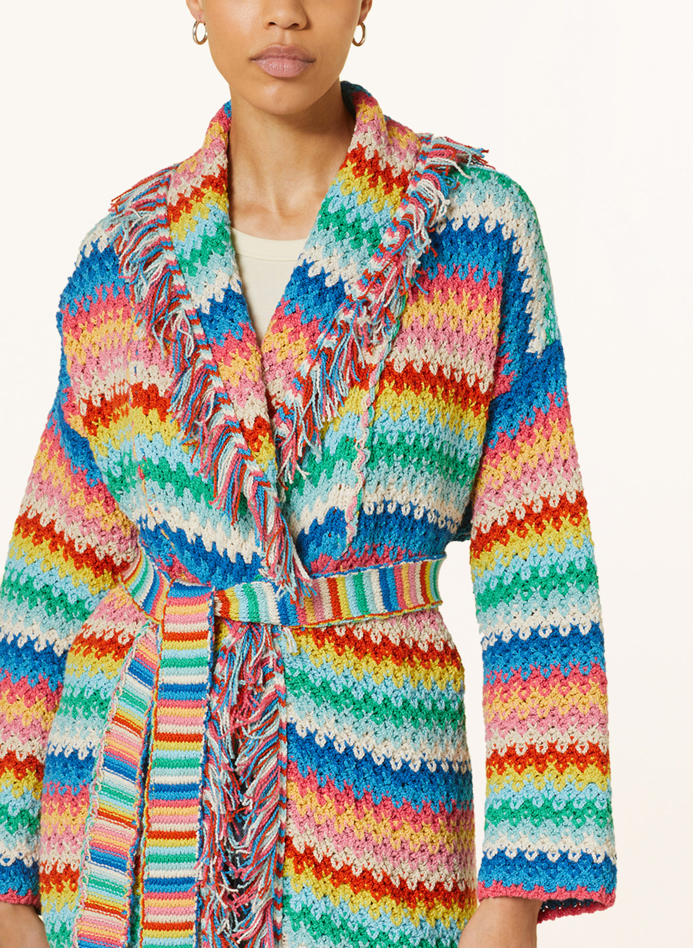 ALANUi Knit cardigan OVER THE RAINBOW with fringes, Color: BLUE/ GREEN/ YELLOW (Image 4)