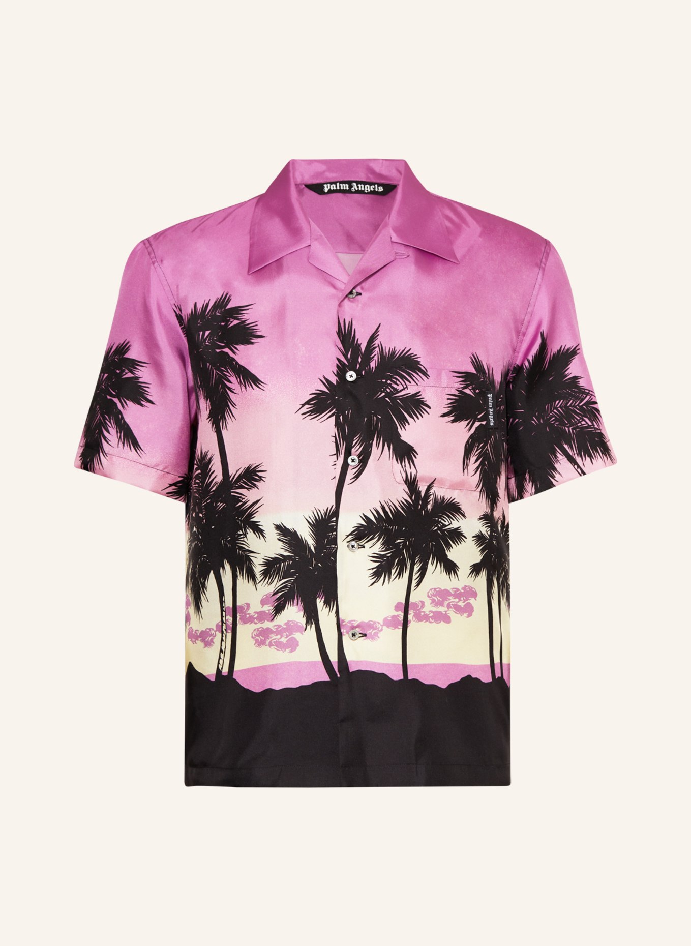 Palm Angels Resorthemd Regular Fit aus Seide, Farbe: HELLLILA/ SCHWARZ(Bild null)