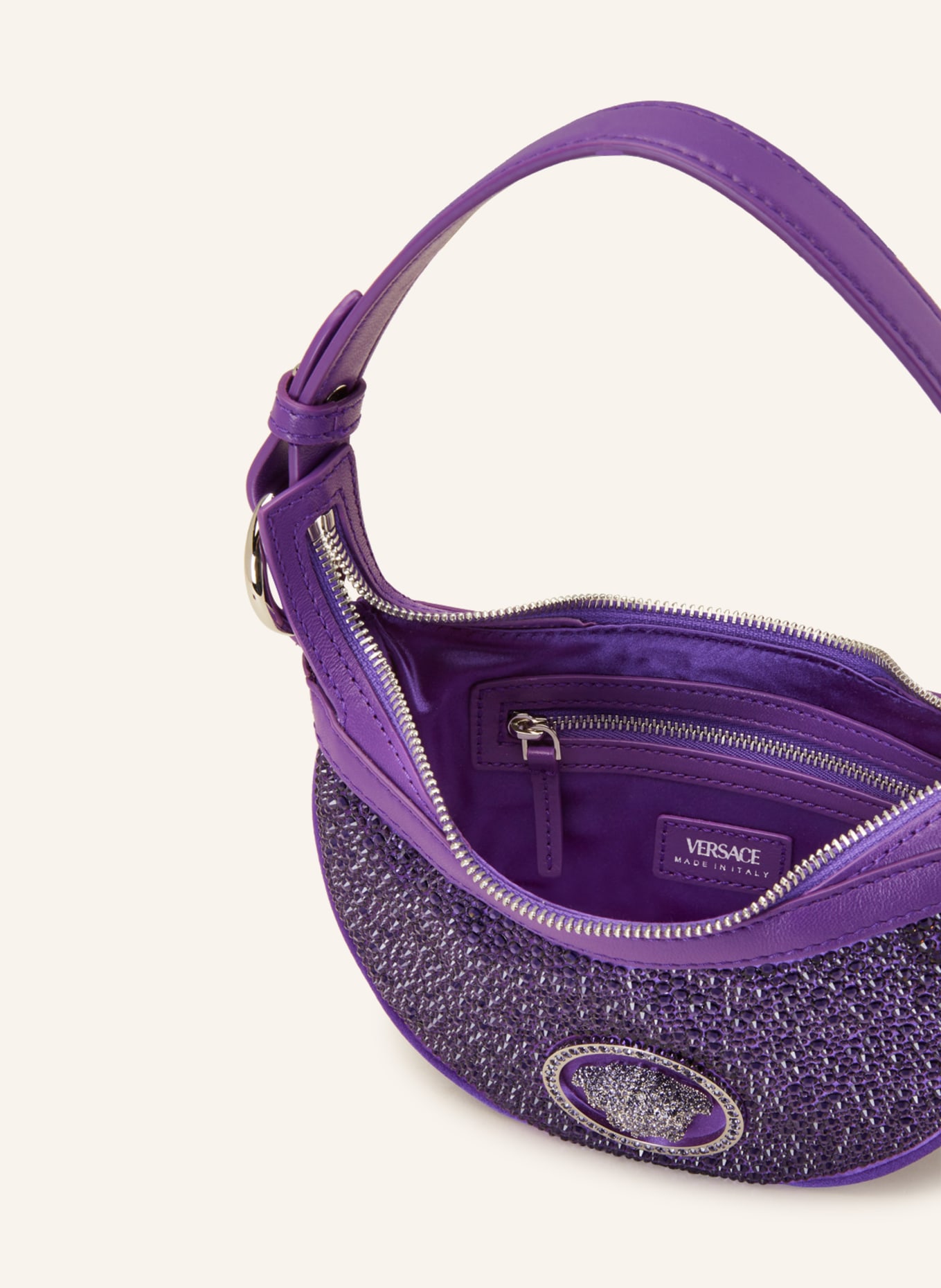 VERSACE Handbag with decorative gems, Color: SILVER/ PURPLE (Image 3)