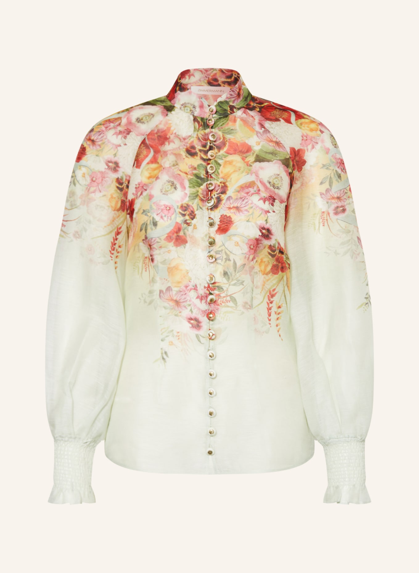 ZIMMERMANN Blouse WONDERLAND with linen and silk, Color: MINT/ RED/ FUCHSIA (Image 1)
