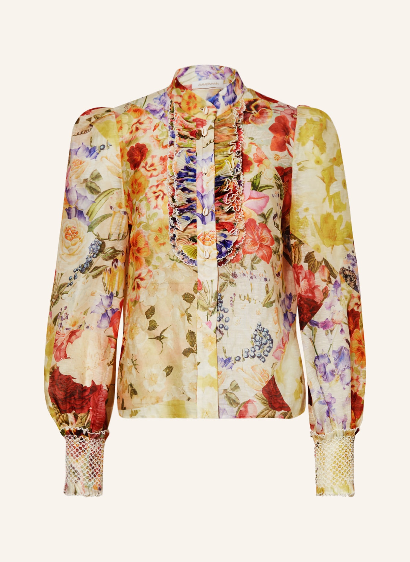 ZIMMERMANN Blouse WONDERLAND with linen and silk, Color: YELLOW/ DARK YELLOW/ RED (Image 1)