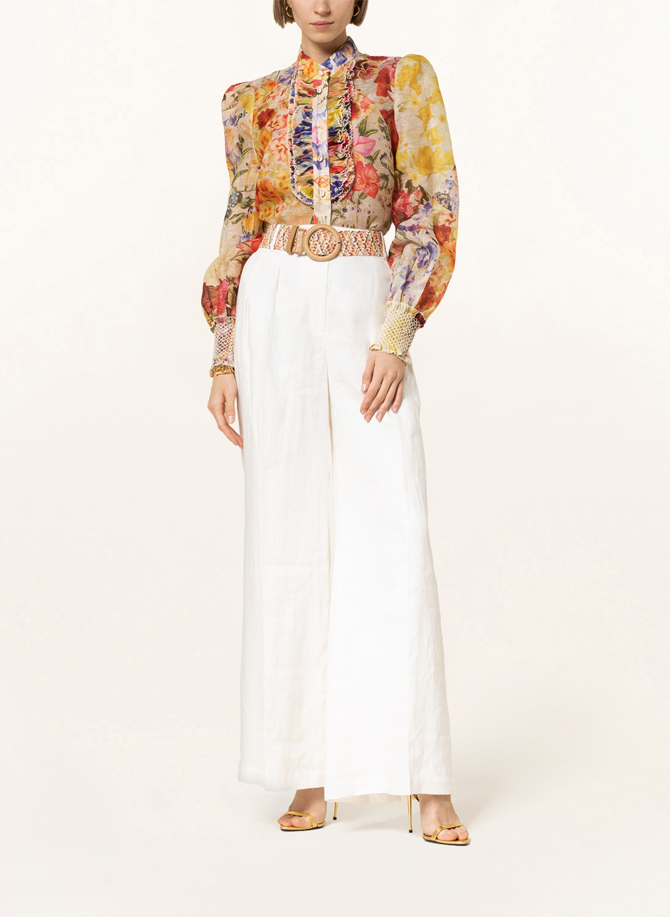 ZIMMERMANN Blouse WONDERLAND with linen and silk, Color: YELLOW/ DARK YELLOW/ RED (Image 2)