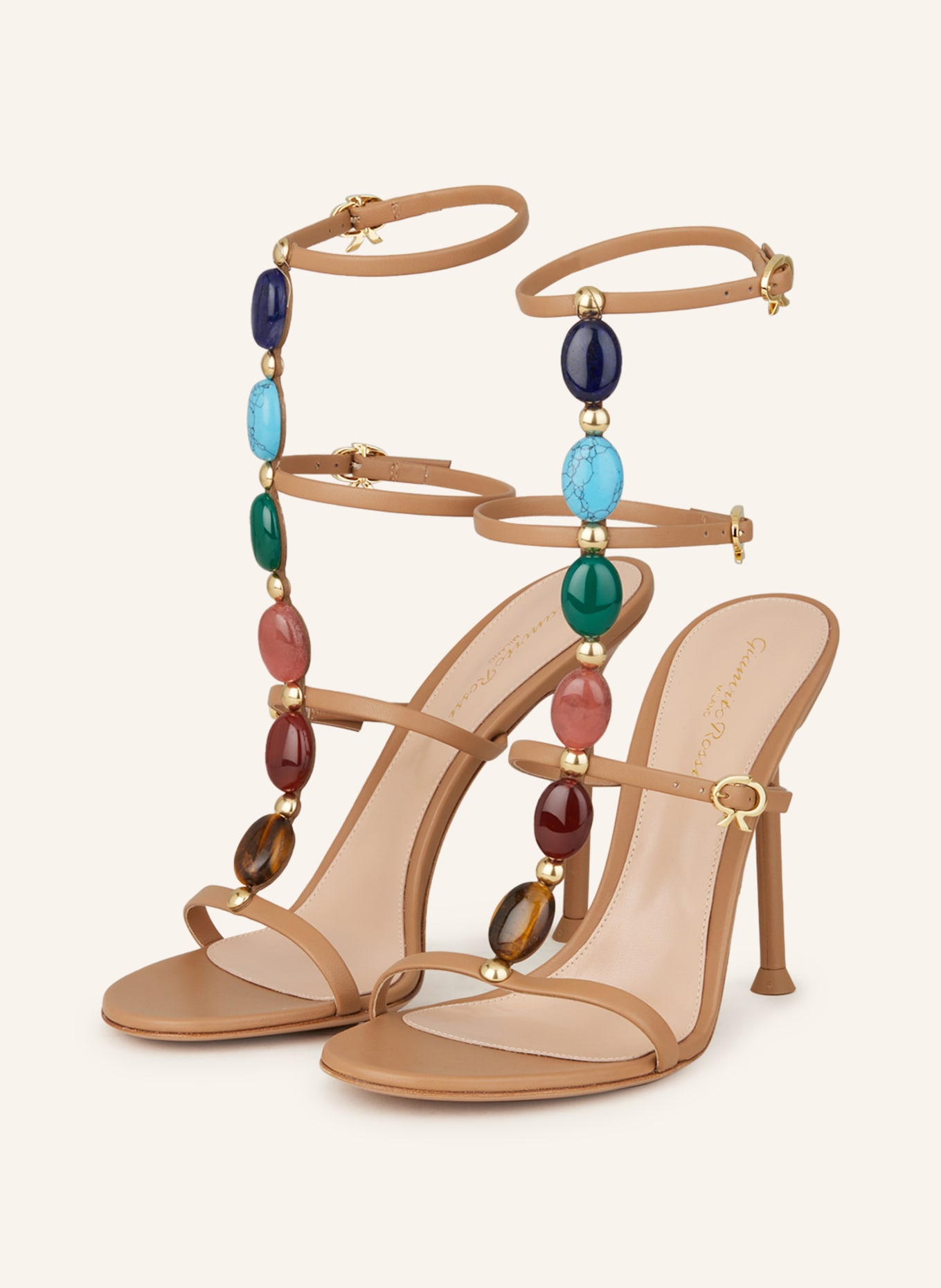 Gianvito Rossi Sandals with decorative gems, Color: COGNAC (Image 1)