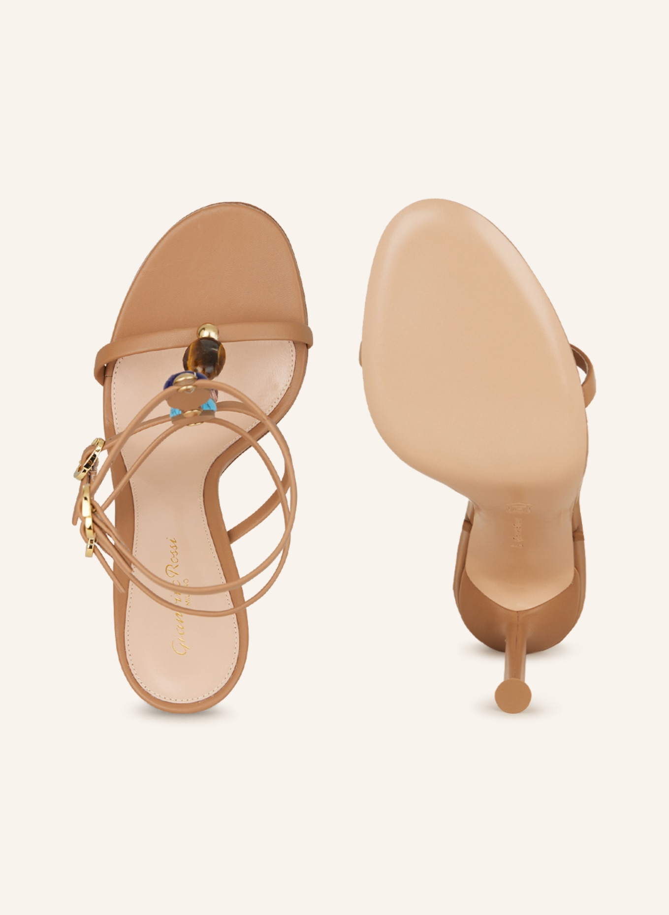Gianvito Rossi Sandals with decorative gems, Color: COGNAC (Image 5)
