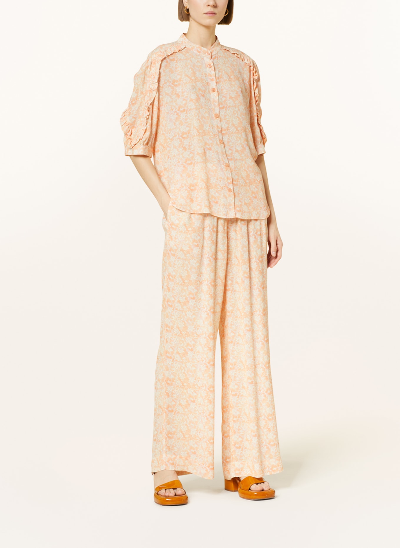 SEE BY CHLOÉ Wide leg trousers, Color: LIGHT ORANGE/ WHITE (Image 2)