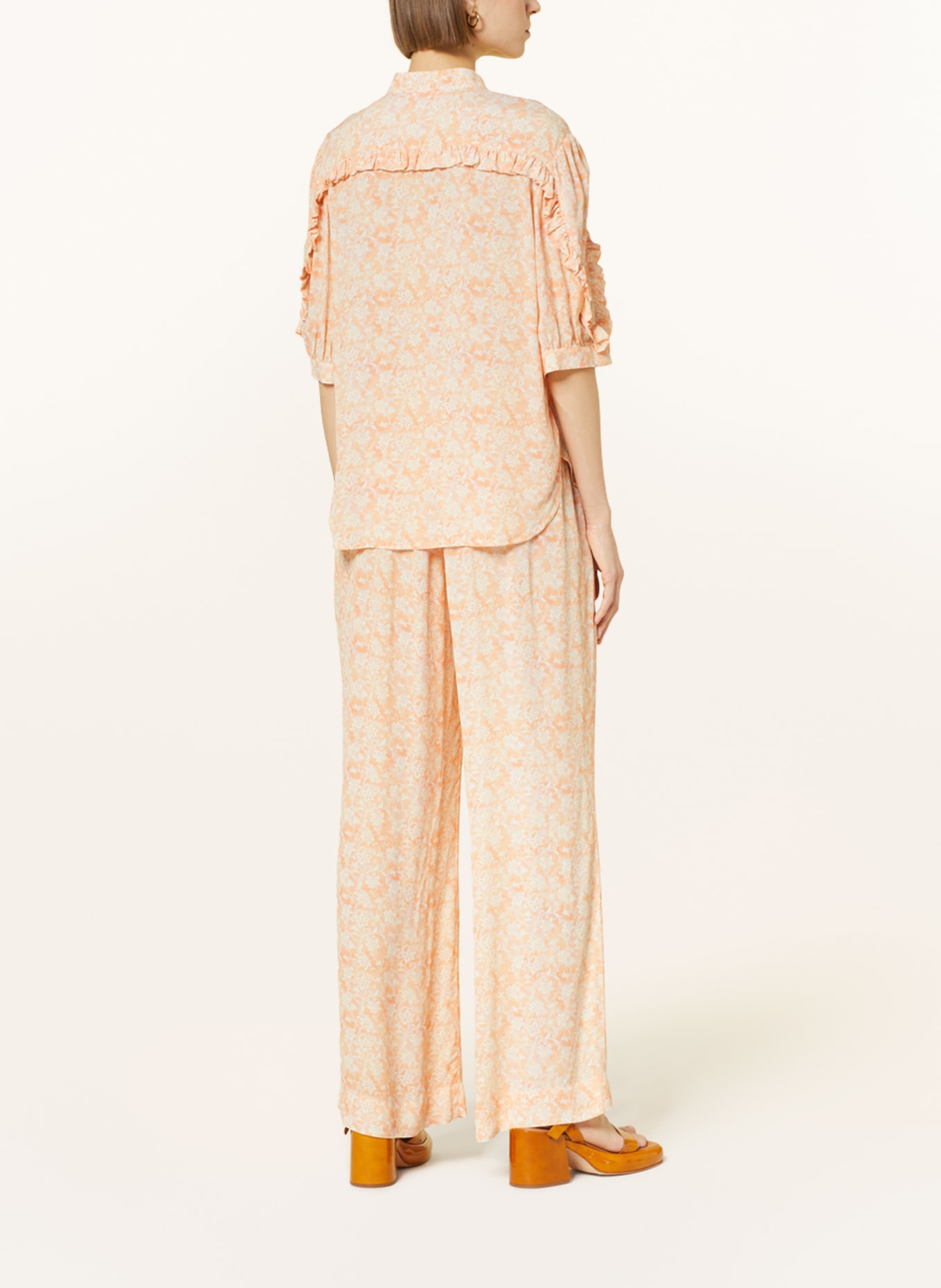 SEE BY CHLOÉ Wide leg trousers, Color: LIGHT ORANGE/ WHITE (Image 3)