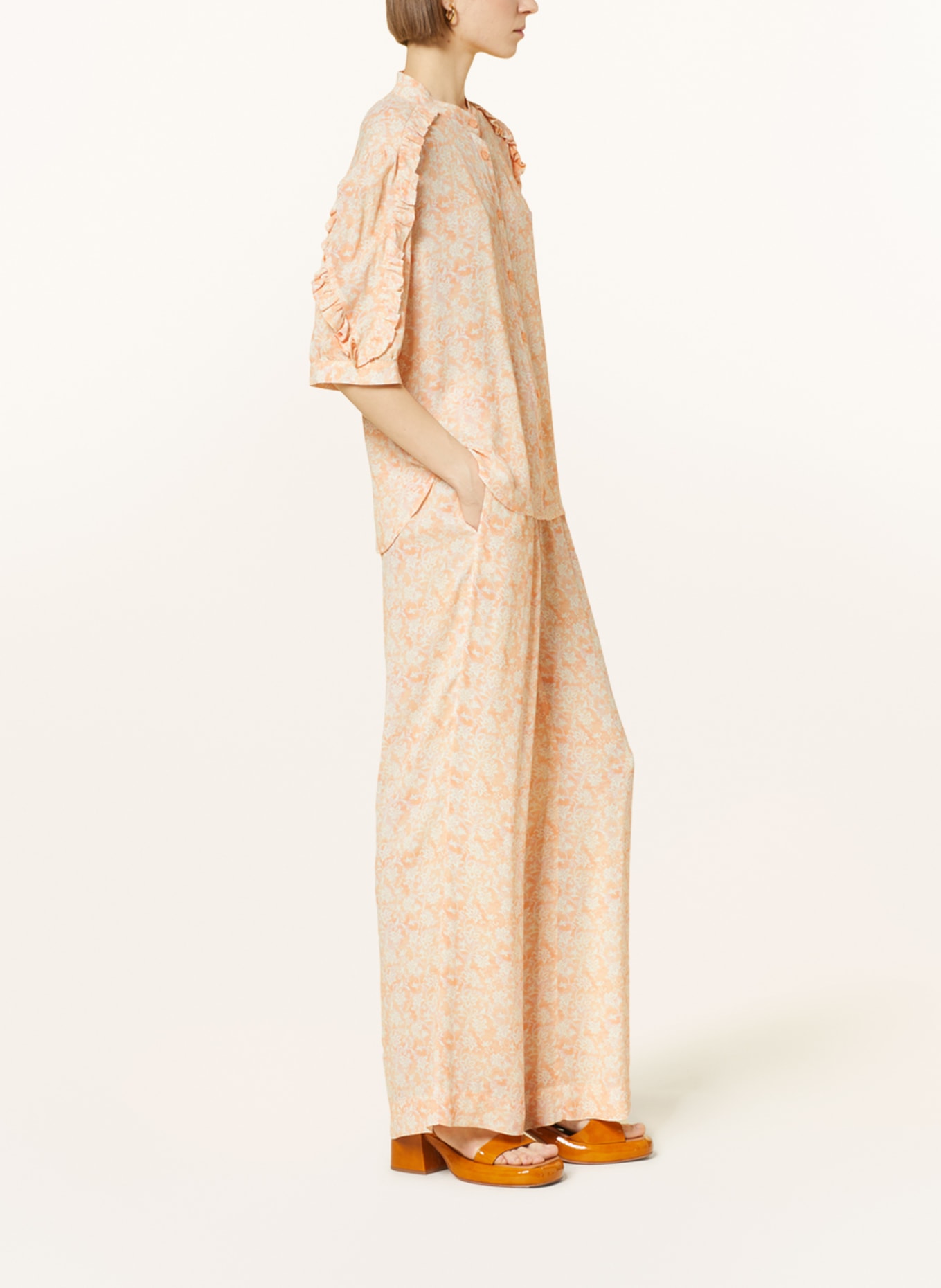 SEE BY CHLOÉ Wide leg trousers, Color: LIGHT ORANGE/ WHITE (Image 4)
