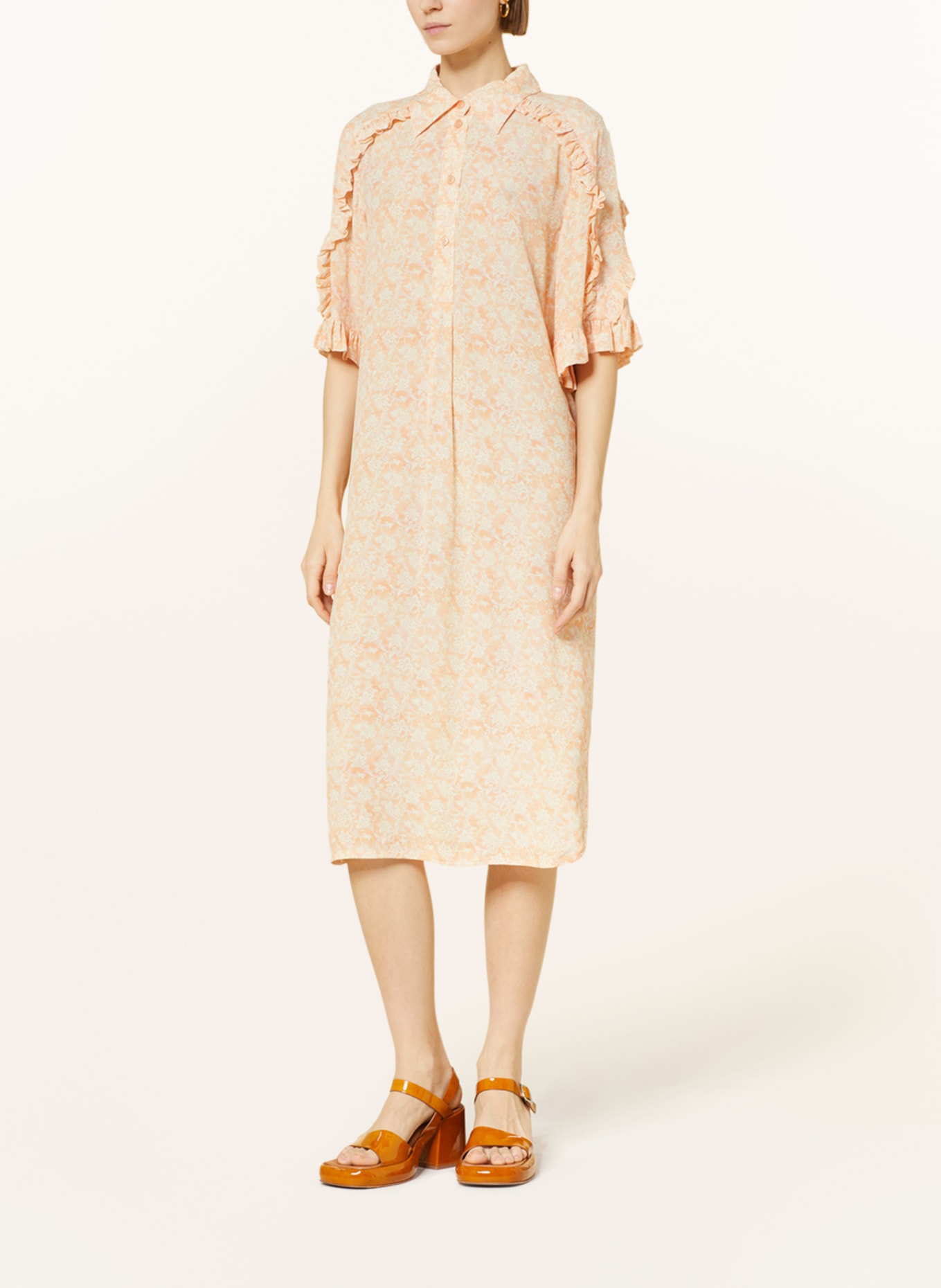 SEE BY CHLOÉ Dress with ruffles, Color: LIGHT ORANGE/ WHITE (Image 2)