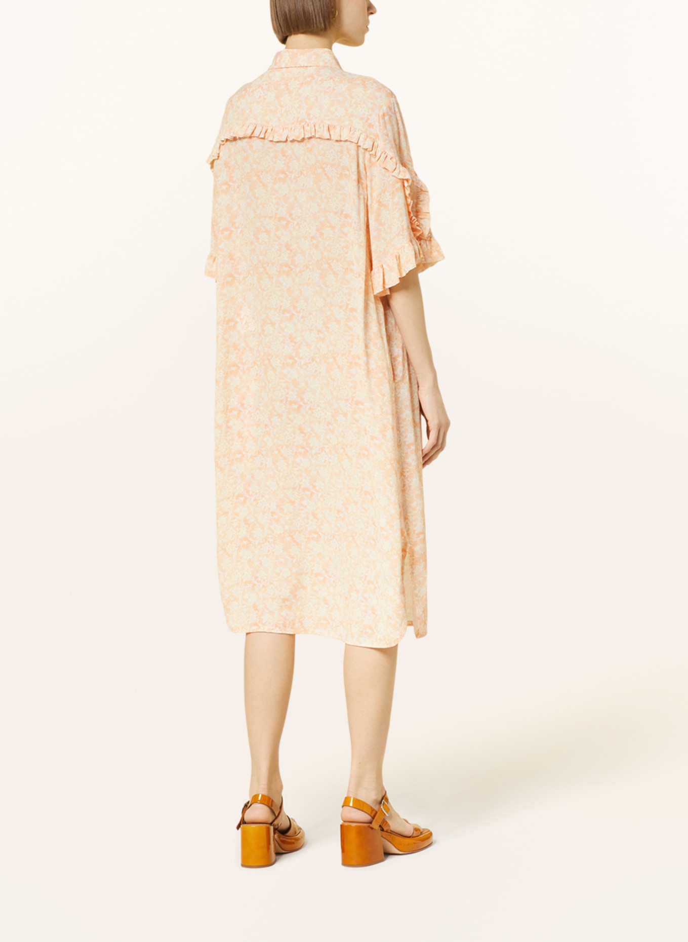 SEE BY CHLOÉ Dress with ruffles, Color: LIGHT ORANGE/ WHITE (Image 3)