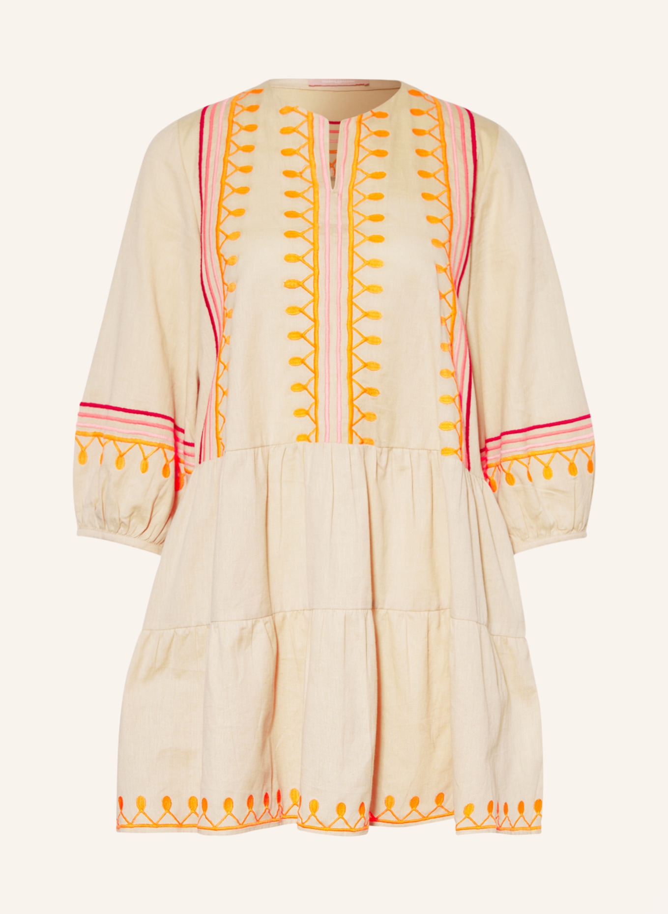 VALÉRIE KHALFON Dress with 3/4 sleeves, Color: BEIGE/ NEON ORANGE/ PINK (Image 1)