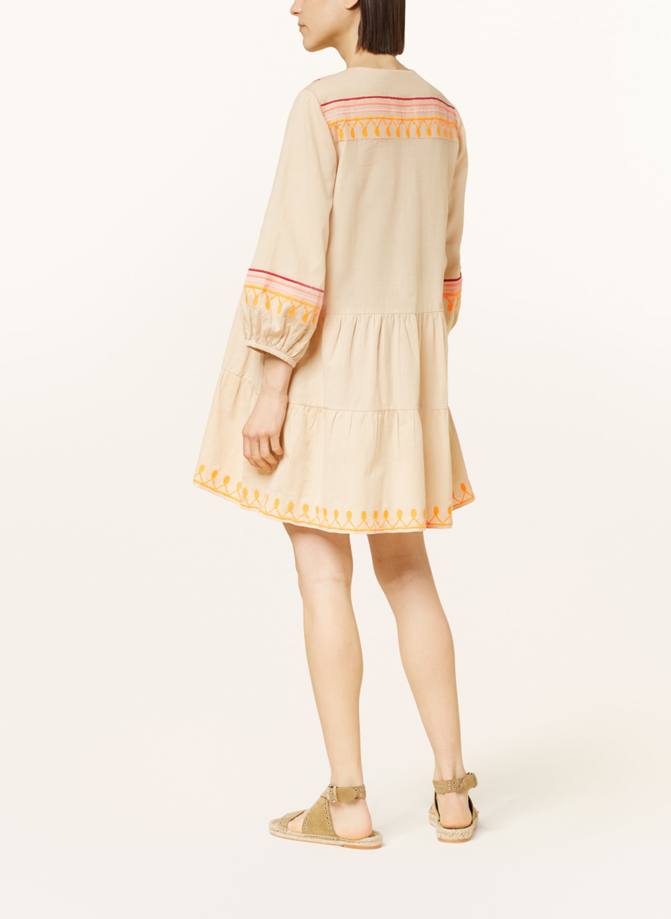 VALÉRIE KHALFON Dress with 3/4 sleeves, Color: BEIGE/ NEON ORANGE/ PINK (Image 3)
