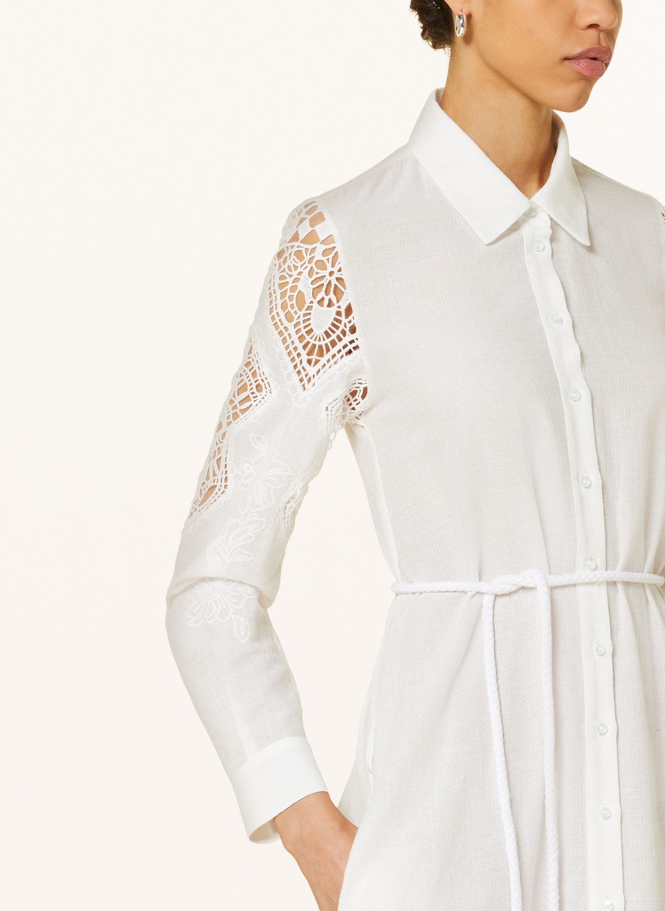 VALÉRIE KHALFON Sukienka koszulowa DUBAI z koronką, Kolor: BIAŁY (Obrazek 4)