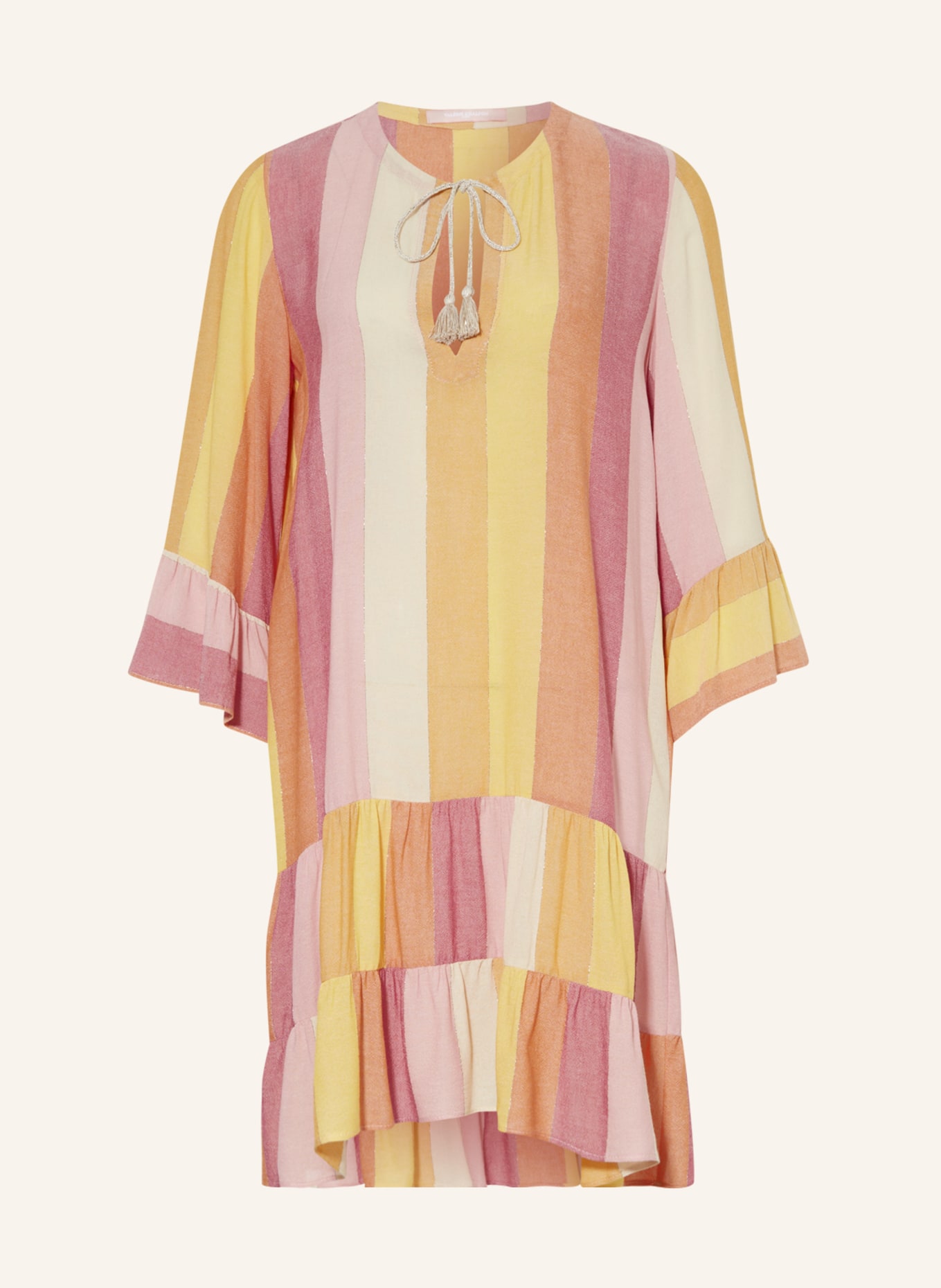 VALÉRIE KHALFON Dress MONTANA with 3/4 sleeve and glitter thread, Color: PINK/ LIGHT ORANGE/ YELLOW (Image 1)
