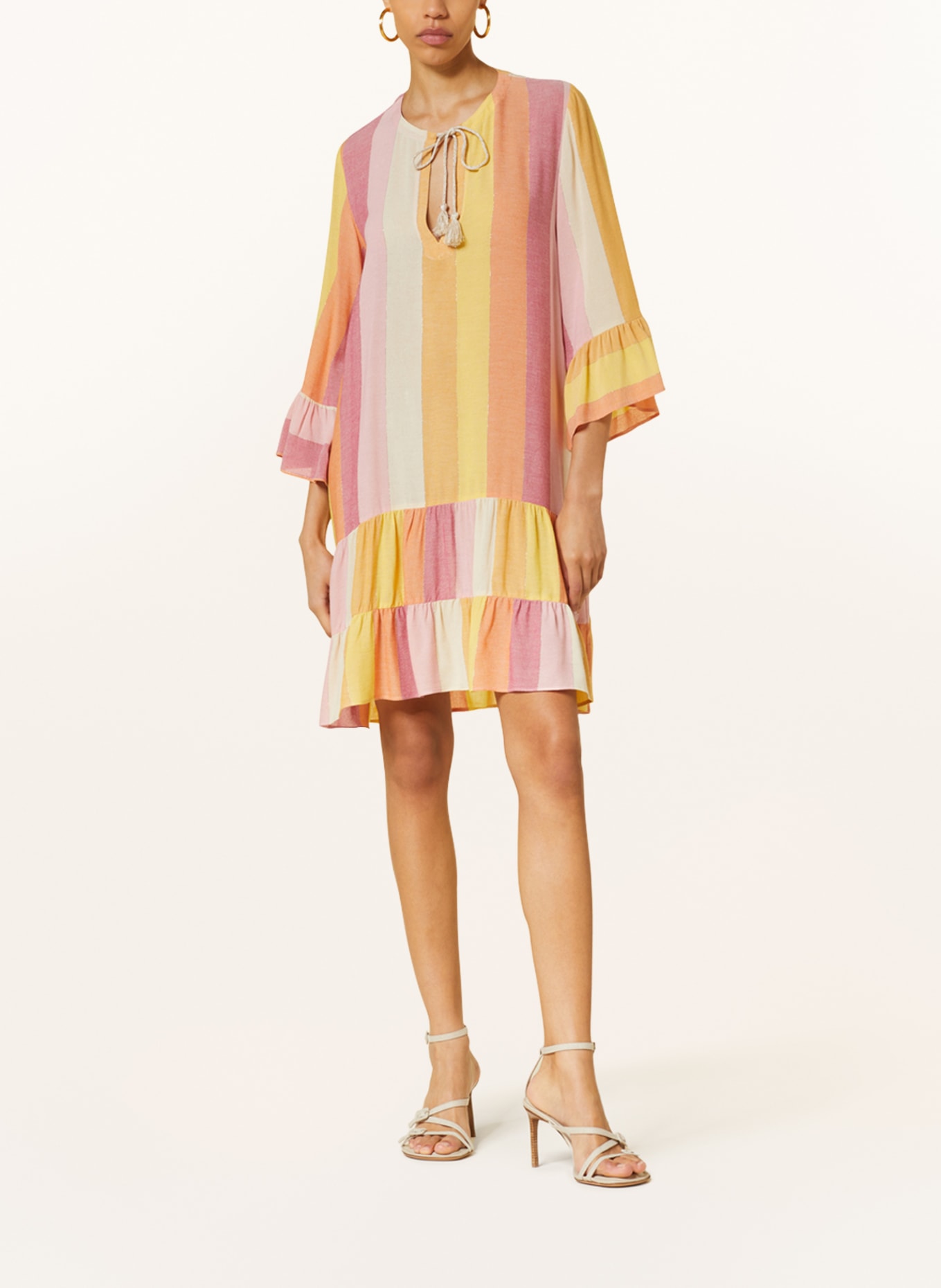 VALÉRIE KHALFON Dress MONTANA with 3/4 sleeve and glitter thread, Color: PINK/ LIGHT ORANGE/ YELLOW (Image 2)
