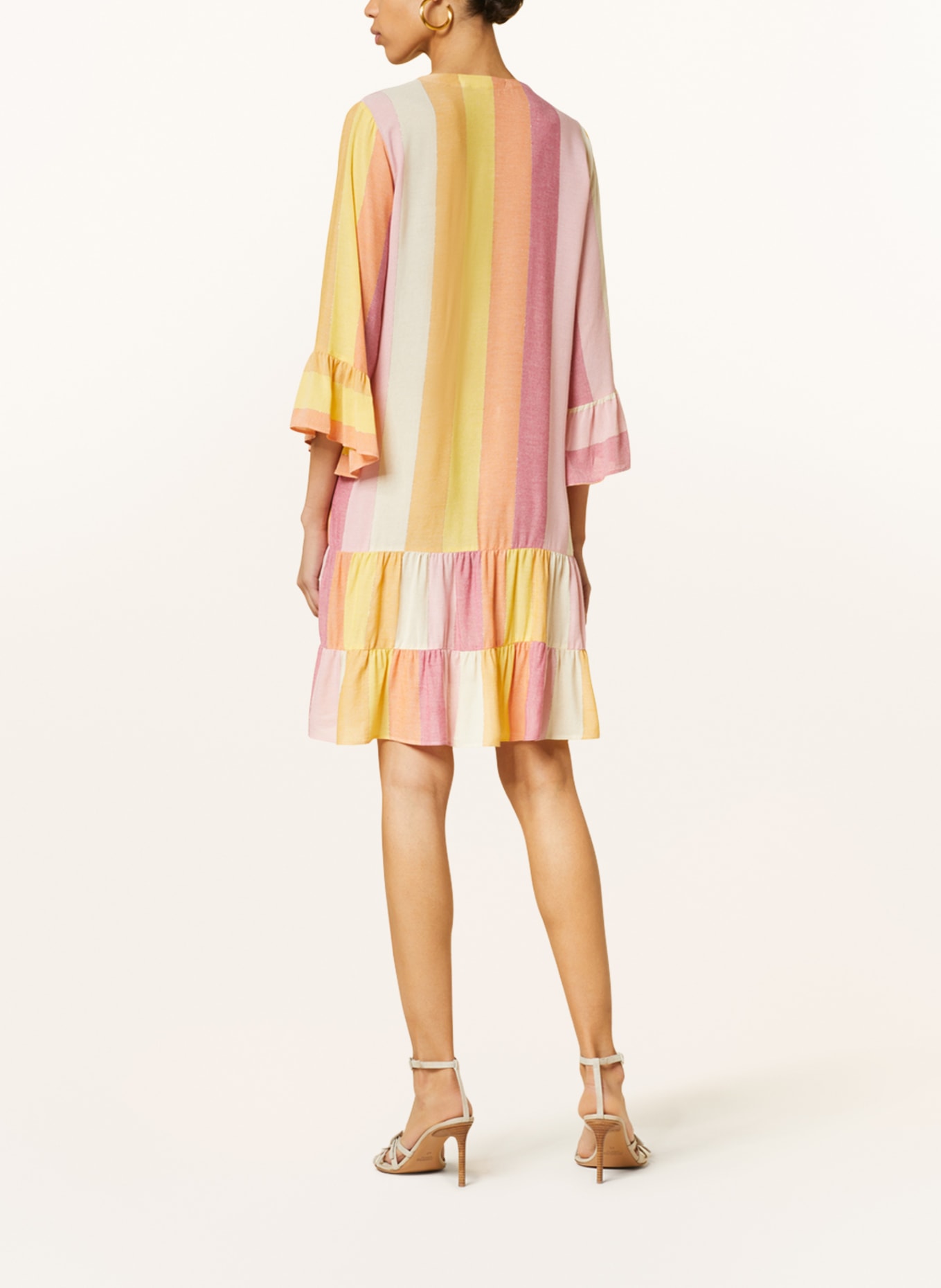 VALÉRIE KHALFON Dress MONTANA with 3/4 sleeve and glitter thread, Color: PINK/ LIGHT ORANGE/ YELLOW (Image 3)