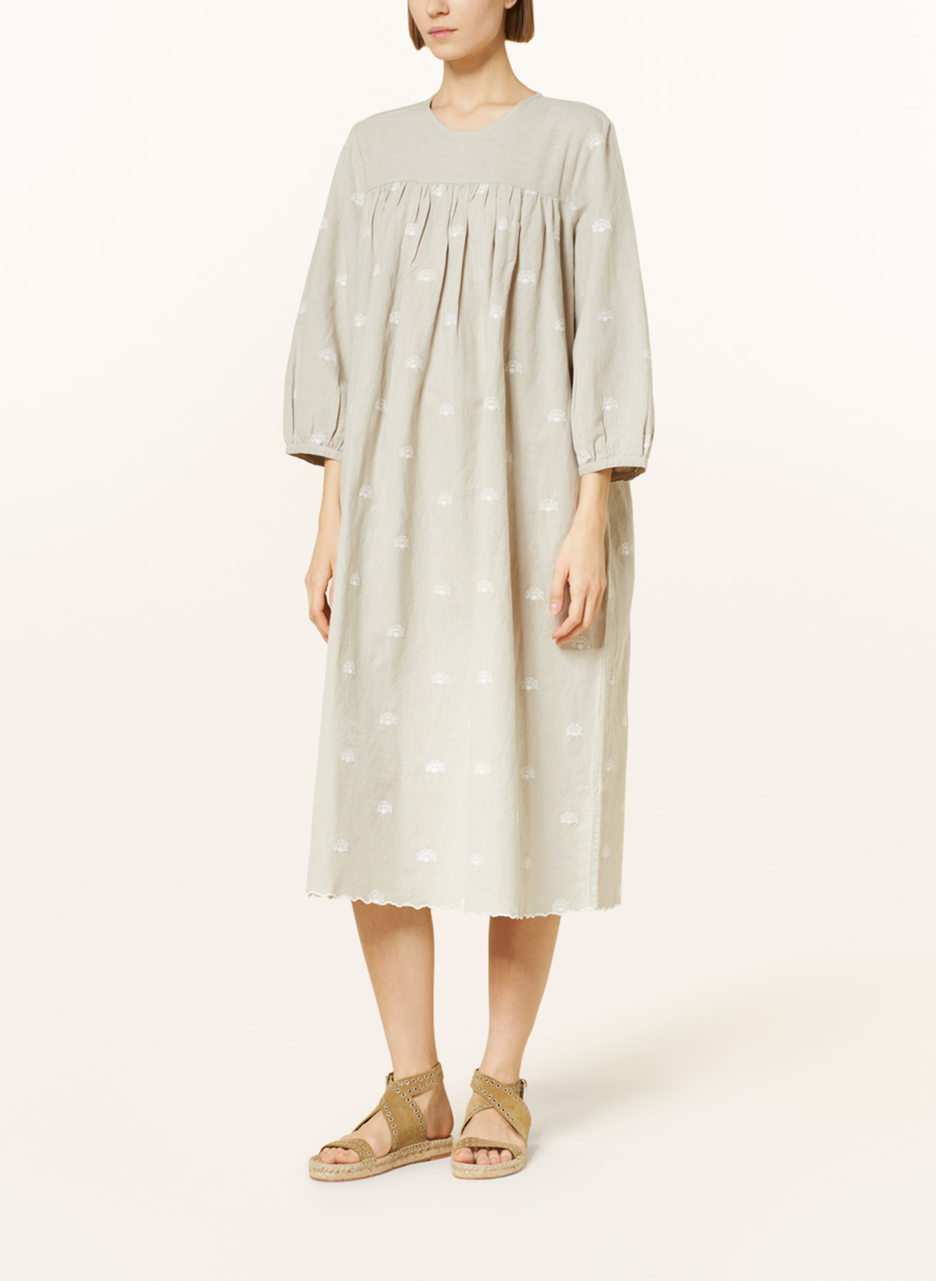 Skall Studio Dress DEVI with linen, Color: LIGHT GRAY/ WHITE (Image 2)