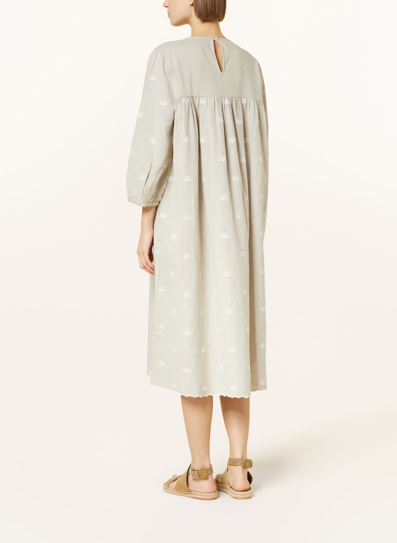 Skall Studio Dress DEVI with linen, Color: LIGHT GRAY/ WHITE (Image 3)