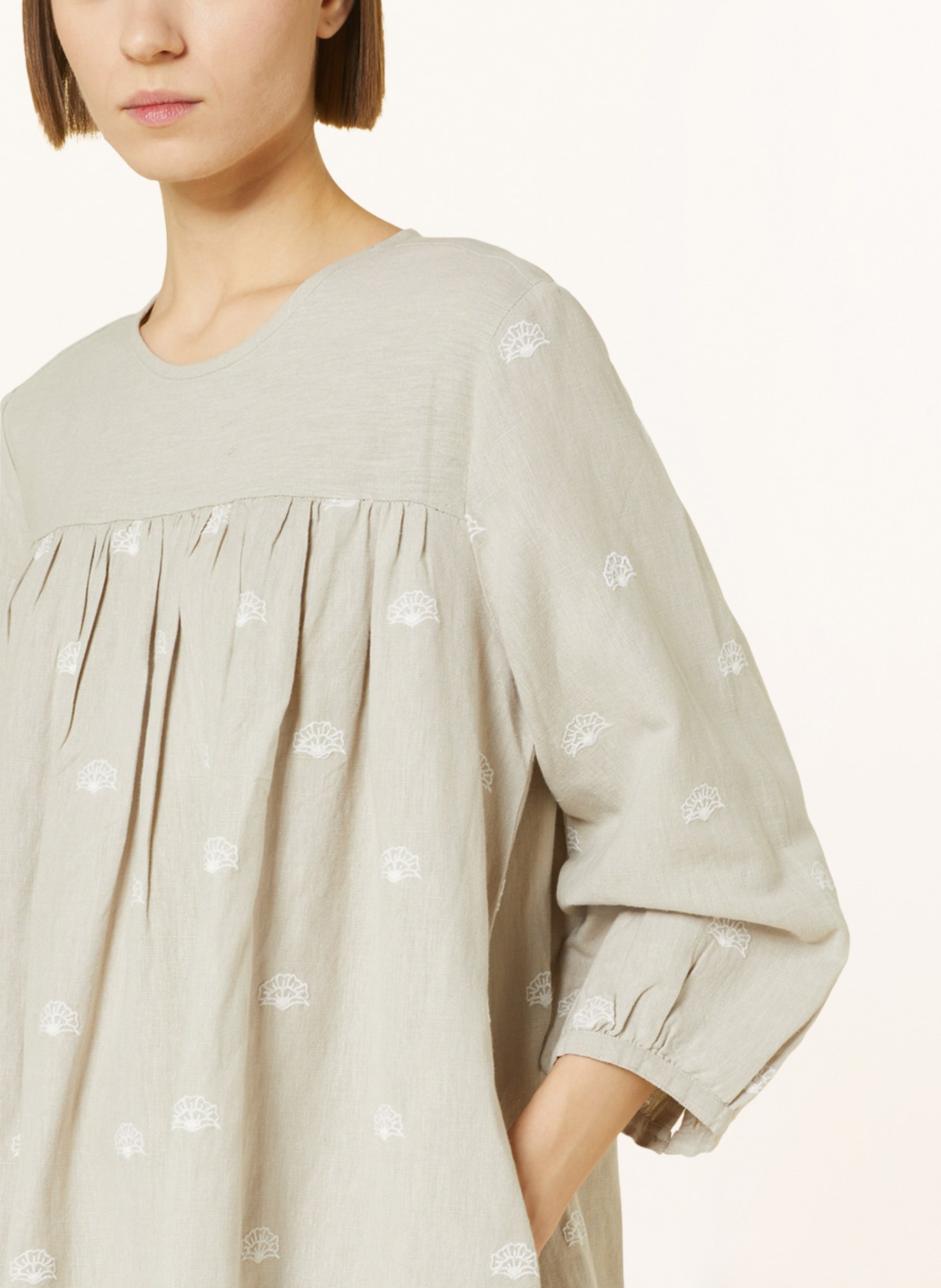 Skall Studio Dress DEVI with linen, Color: LIGHT GRAY/ WHITE (Image 4)