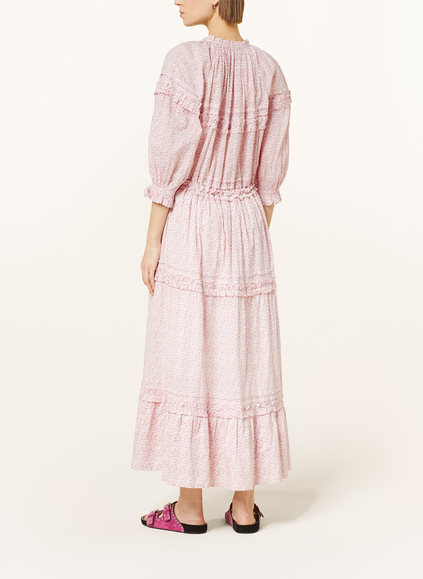 Skall Studio Kleid GRACE mit 3/4-Arm und Rüschen, Farbe: WEISS/ PINK (Bild 3)
