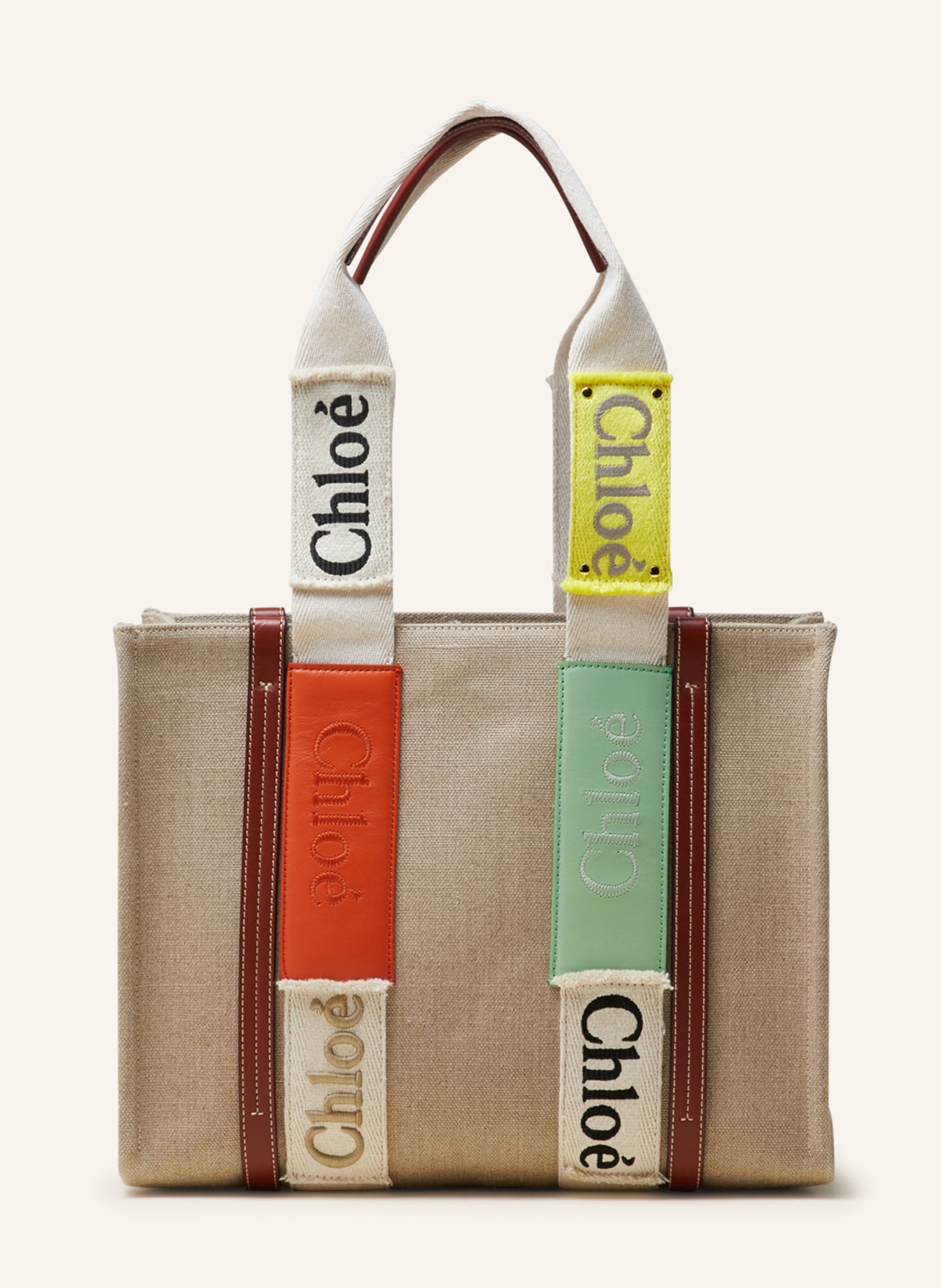 Chloé Shopper WOODY MEDIUM, Farbe: Brown-Green (Bild 1)