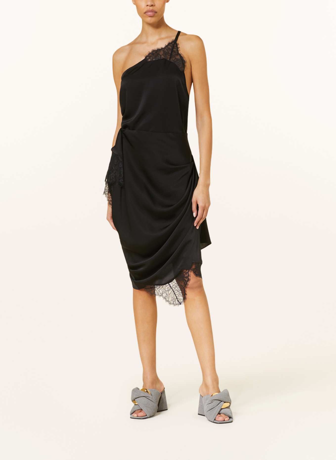 JW ANDERSON Satin skirt in wrap look, Color: BLACK (Image 2)