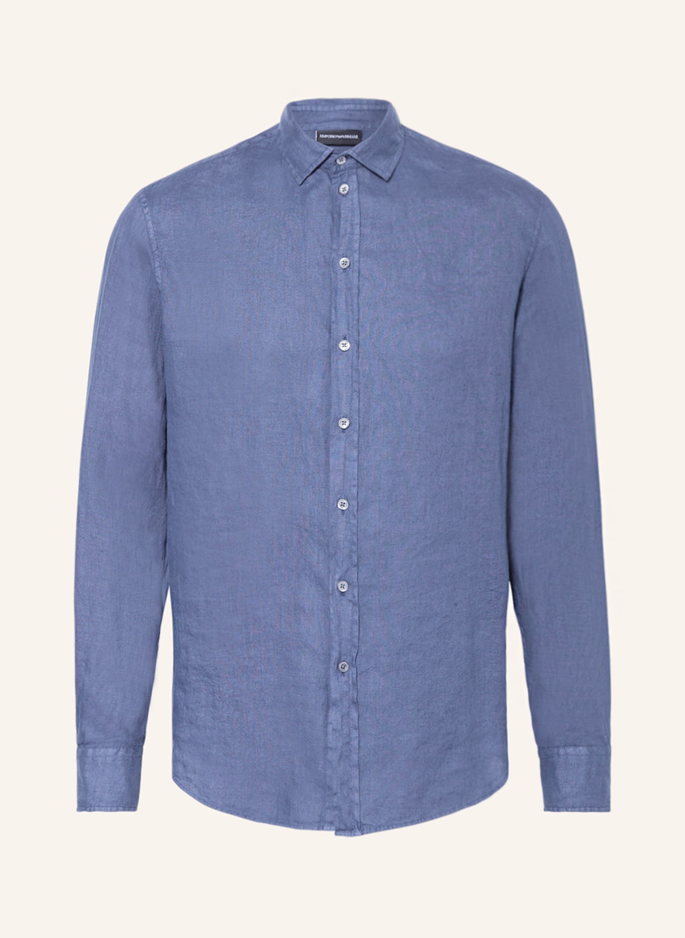 EMPORIO ARMANI Linen shirt regular fit in blue