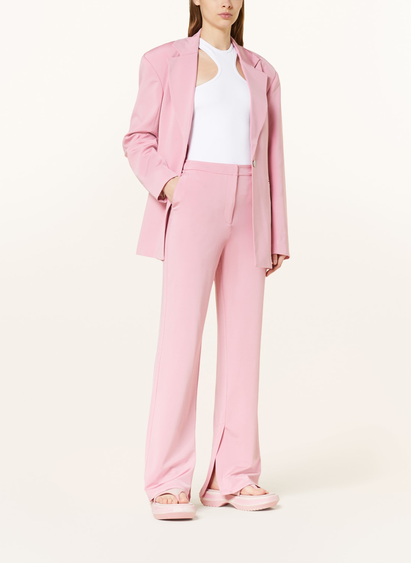 REMAIN Wide leg trousers made of jersey, Color: PINK (Image 2)