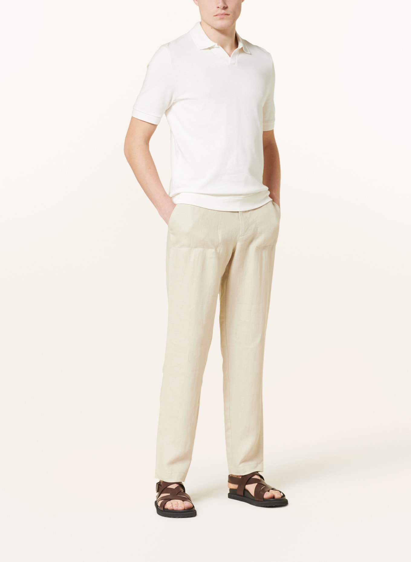 MAERZ MUENCHEN Linen trousers slim fit, Color: LIGHT BROWN (Image 2)