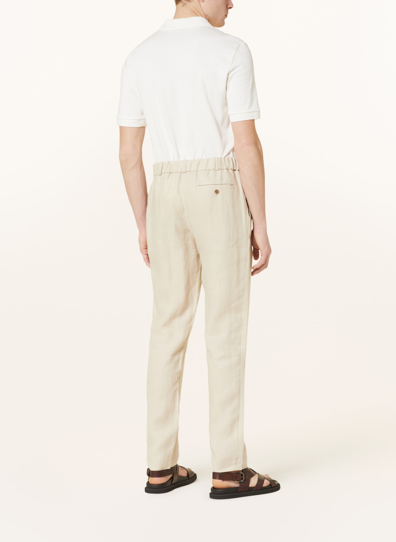 MAERZ MUENCHEN Spodnie z lnu slim fit, Kolor: JASNOBRĄZOWY (Obrazek 3)