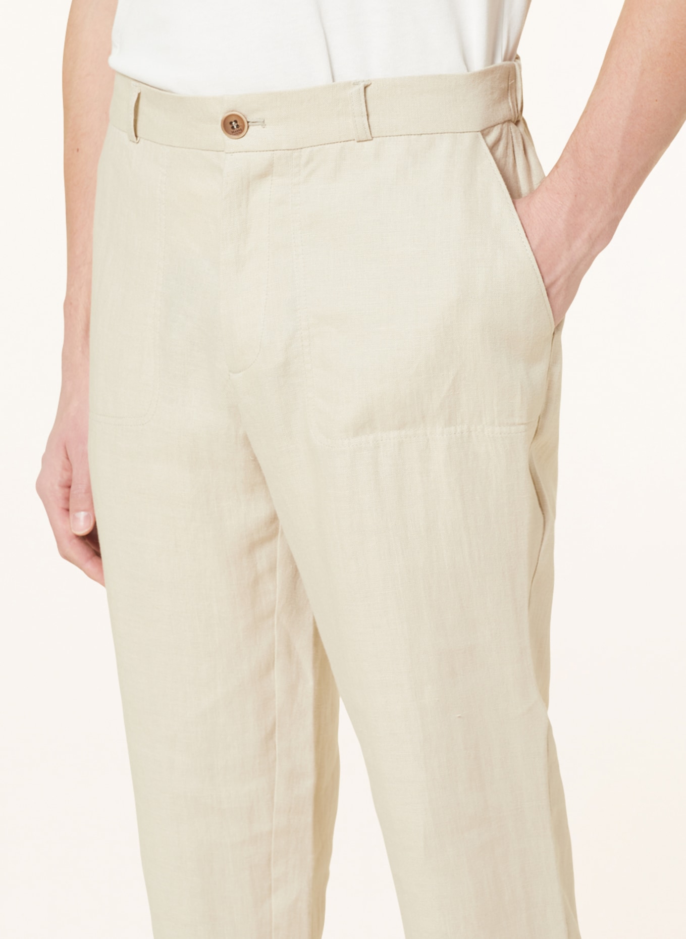 MAERZ MUENCHEN Linen trousers slim fit, Color: LIGHT BROWN (Image 5)